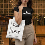 Custom Tote Bag Shopping Add Your Text Print Original Design Zipper Unisex Fashion Travel Canvas Bags nowadaysfashion