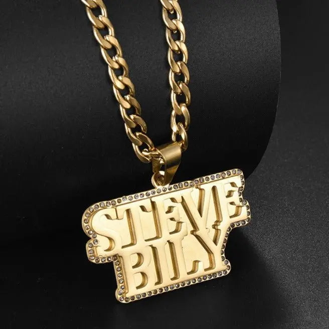 Custom Welded Double Layer Diamond Name Necklace - Blade & Thread