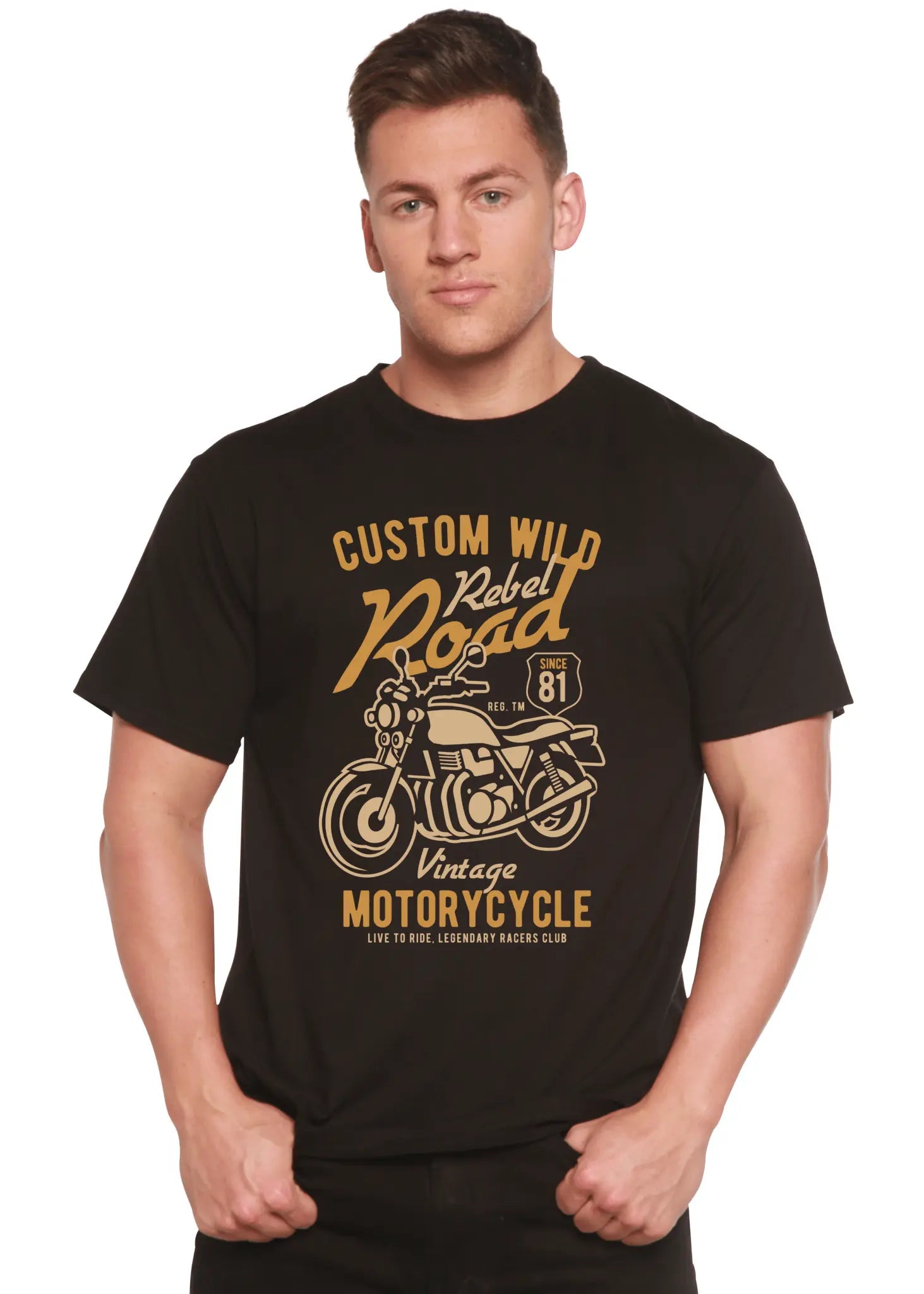 Custom Wild Men's Bamboo Viscose/Organic Cotton Short Sleeve Graphic T-Shirt Spun Bamboo