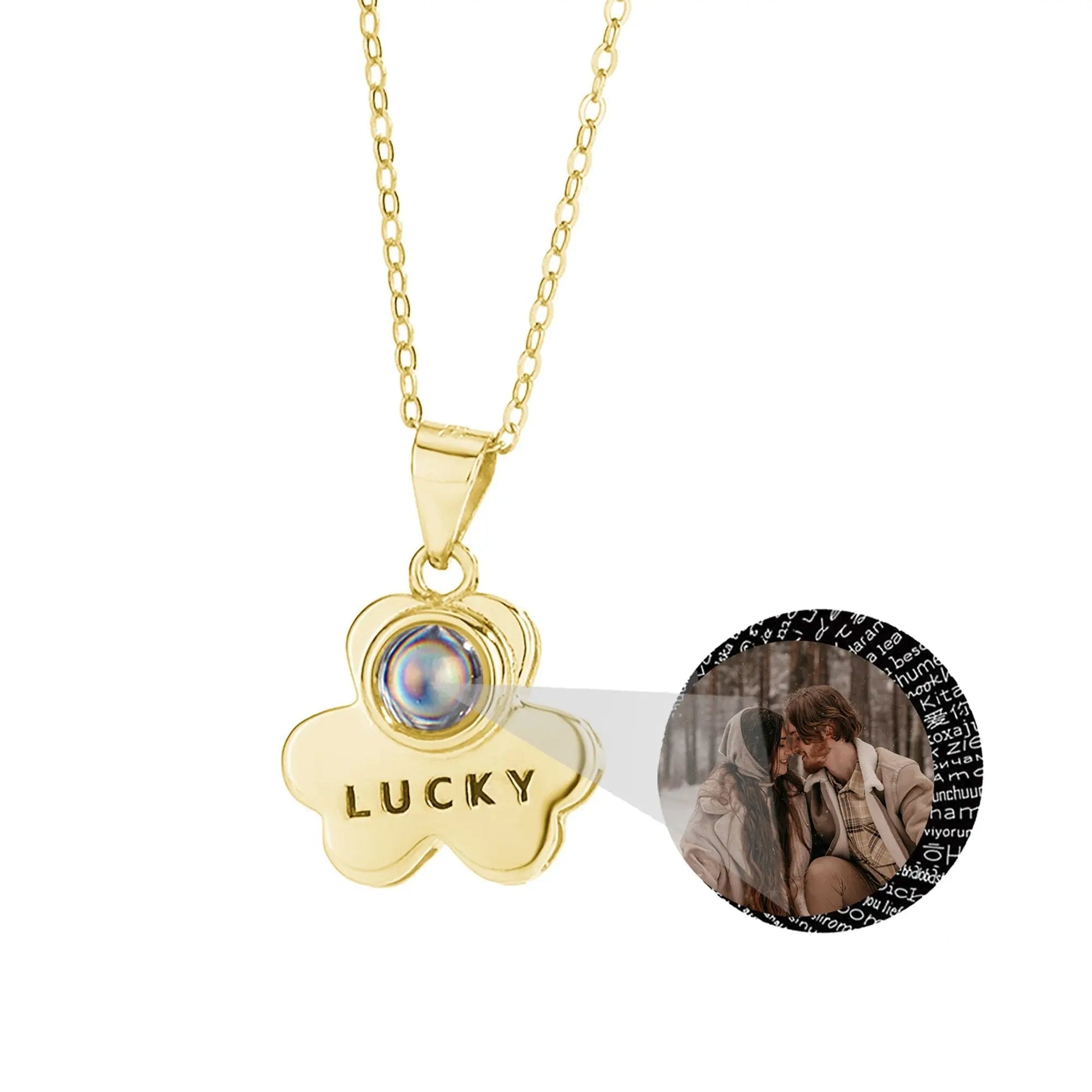 Customizable Photo Bear Projection Necklace Silver Shiny Necklace - Blade & Thread