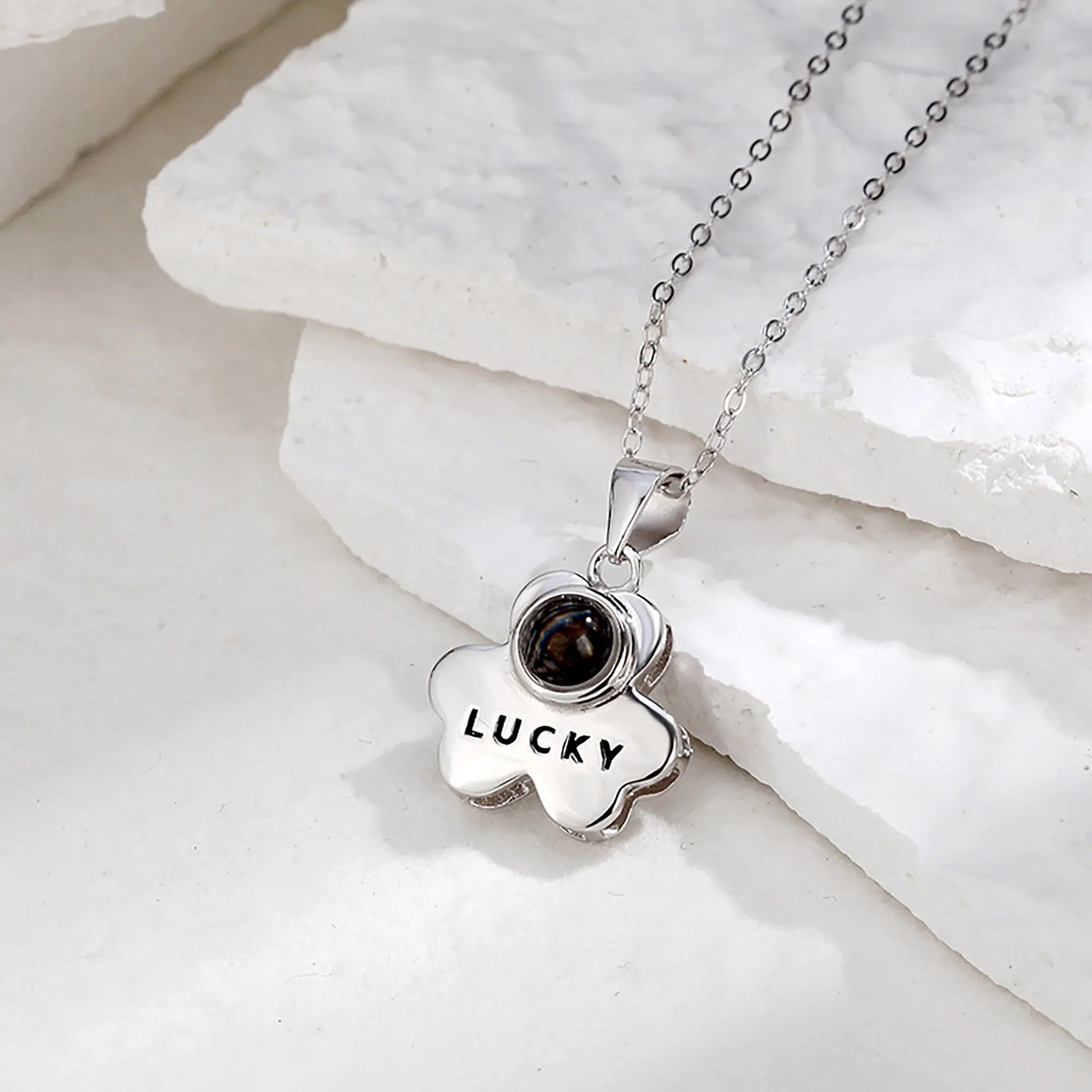 Customizable Photo Bear Projection Necklace Silver Shiny Necklace - Blade & Thread