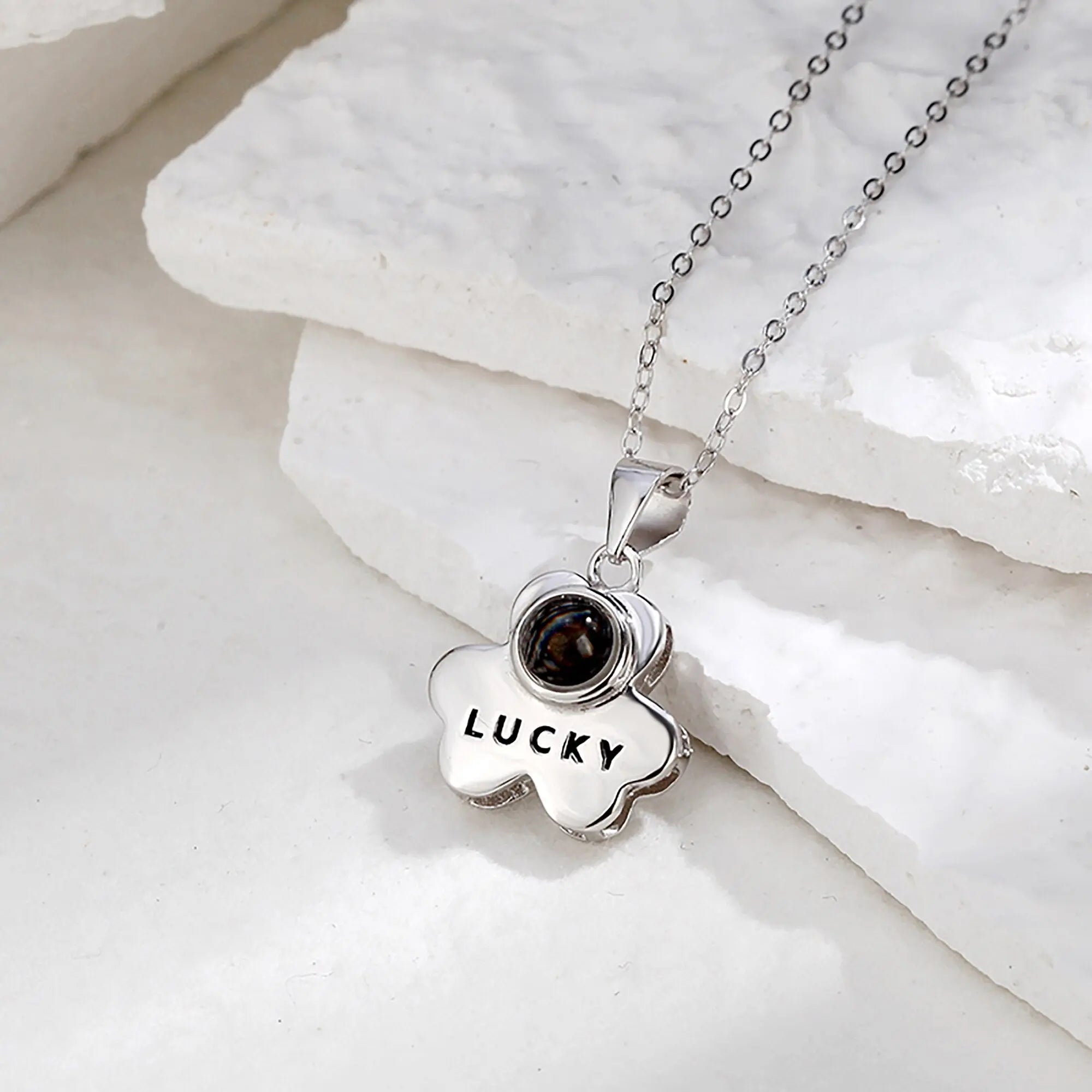 Customizable Photo Bear Projection Necklace Silver Shiny Necklace nowadaysfashion