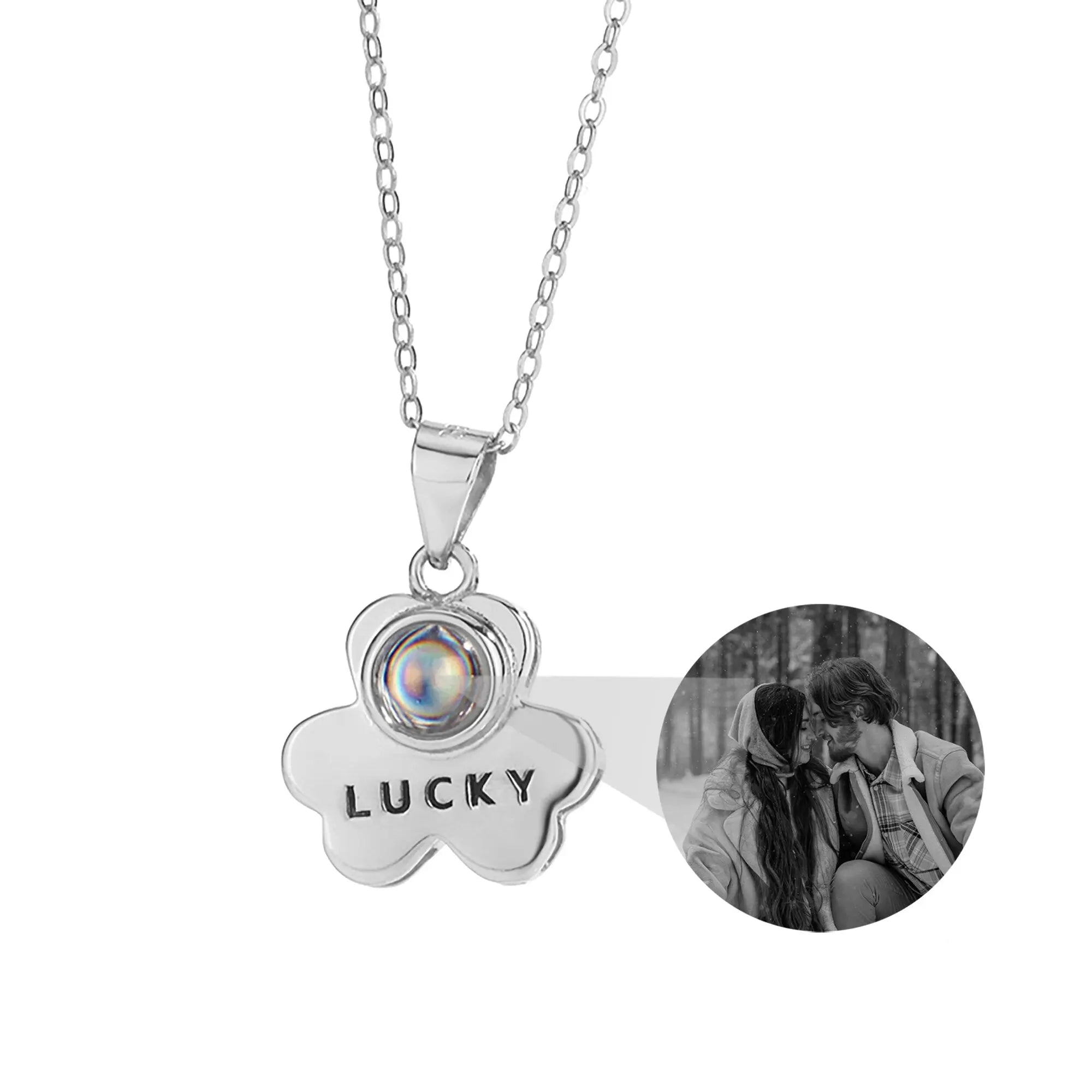Customizable Photo Bear Projection Necklace Silver Shiny Necklace nowadaysfashion
