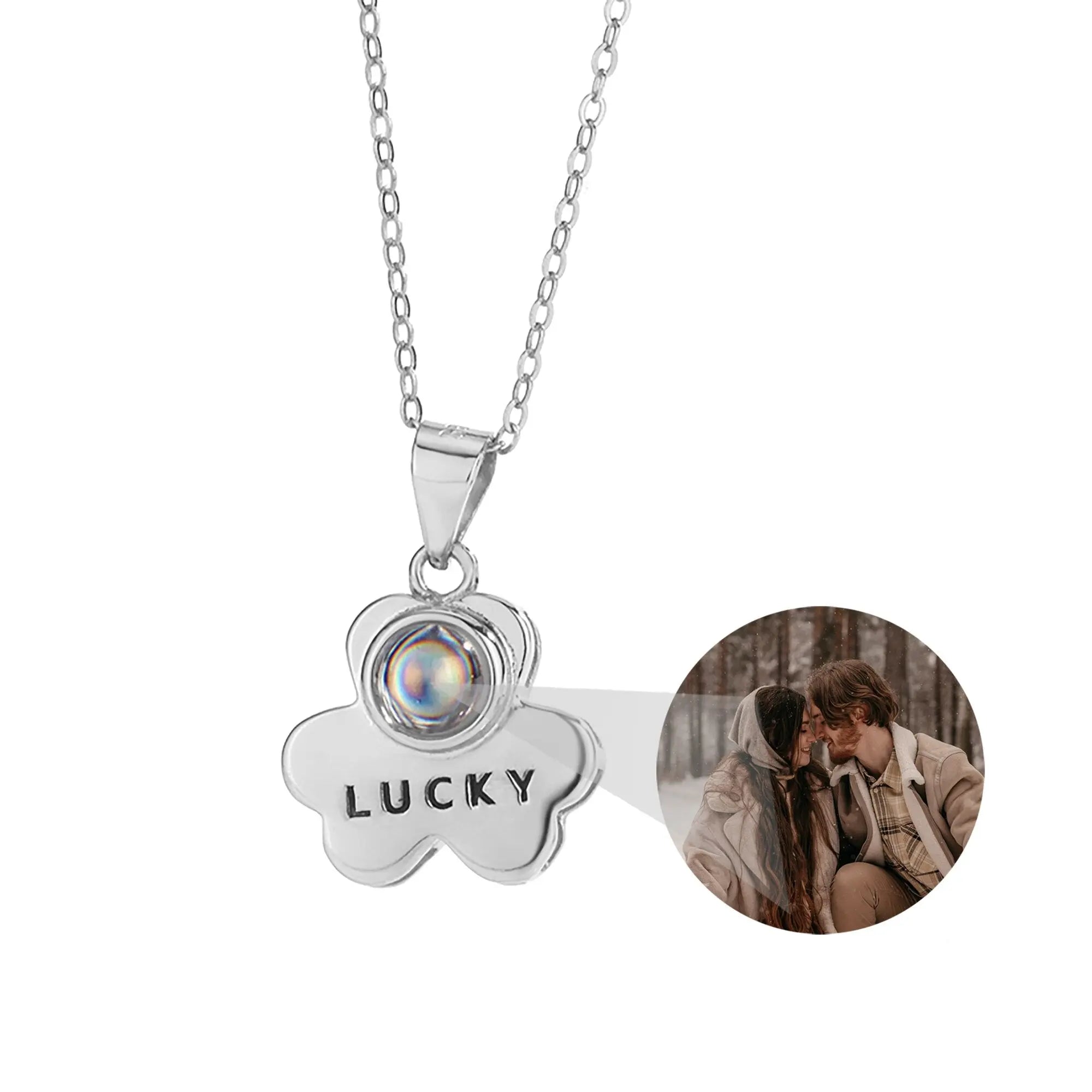 Customizable Photo Bear Projection Necklace Silver Shiny Necklace nowadaysfashion