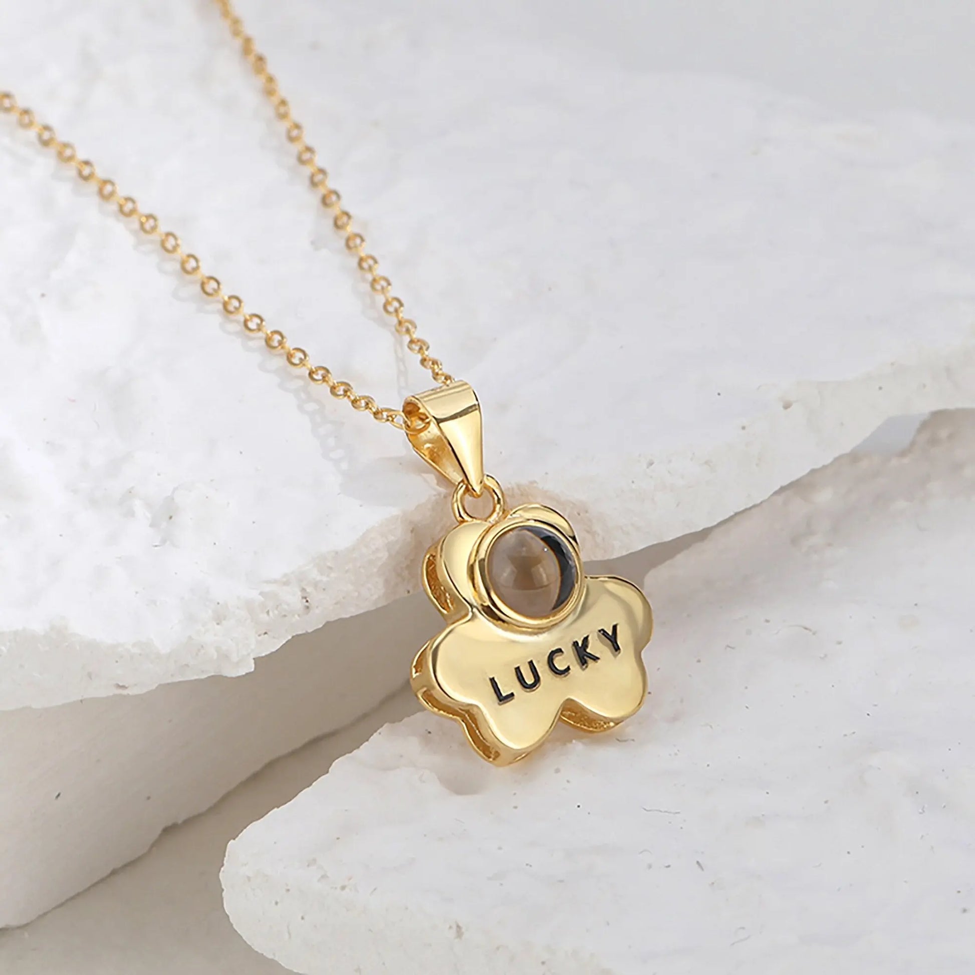 Customizable Photo Bear Projection Necklace Silver Shiny Necklace - Blade & Thread