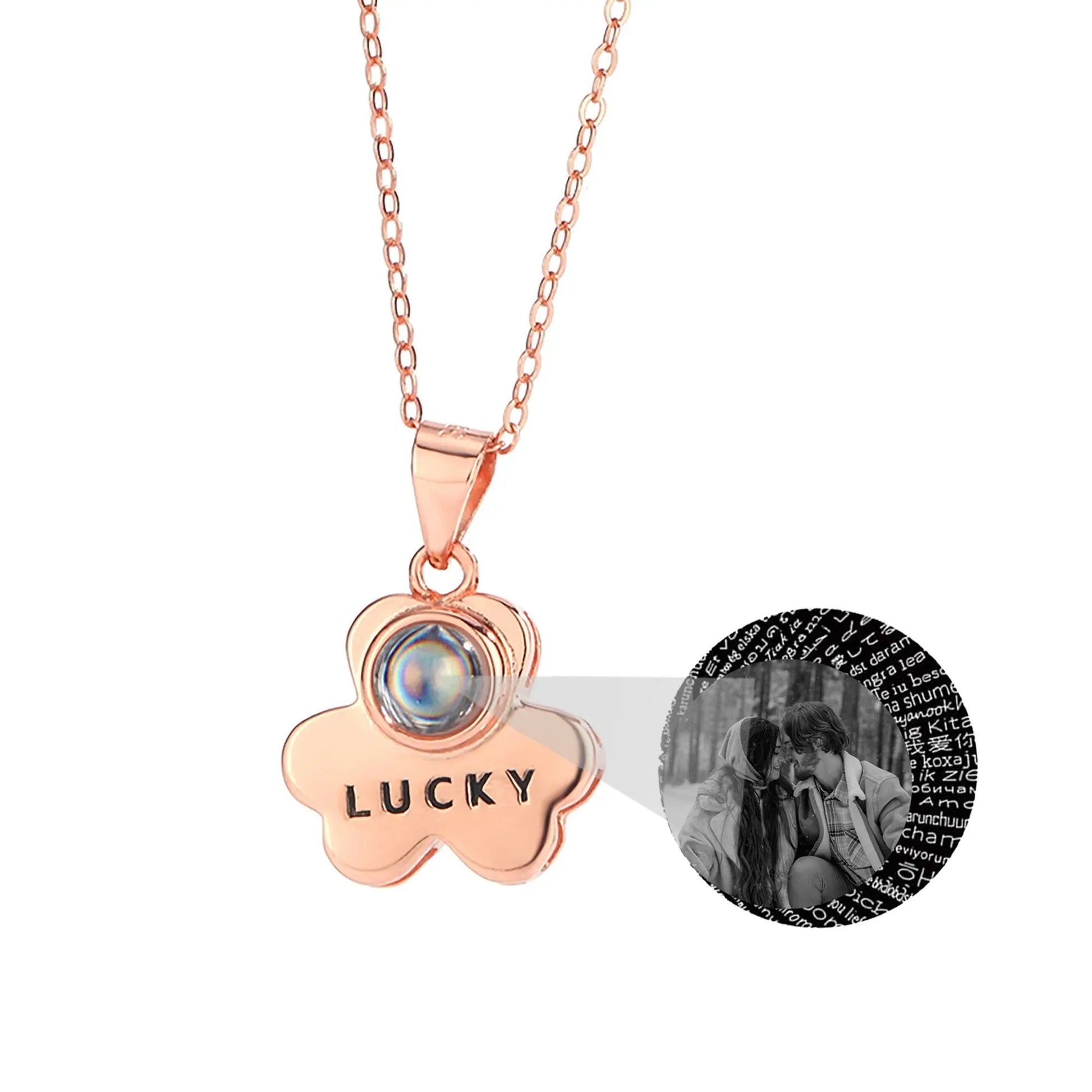 Customizable Photo Bear Projection Necklace Silver Shiny Necklace - Blade & Thread