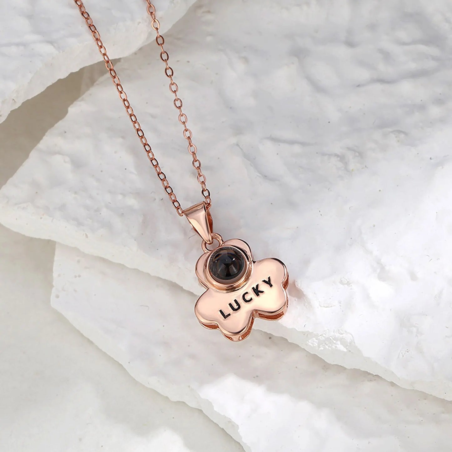 Customizable Photo Bear Projection Necklace Silver Shiny Necklace - Blade & Thread