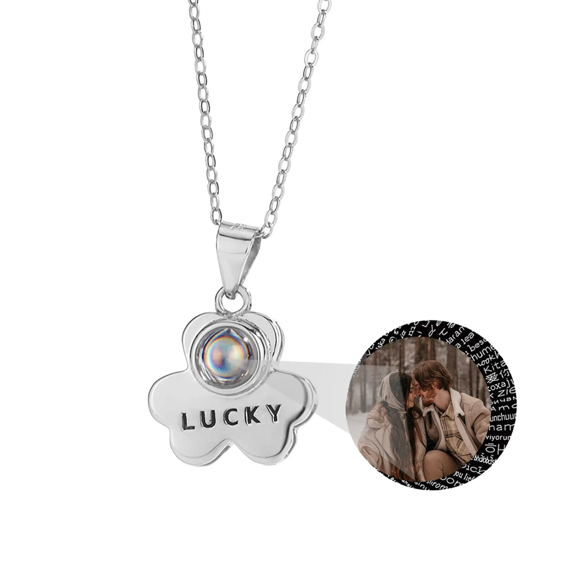 Customizable Photo Bear Projection Necklace Silver Shiny Necklace - Blade & Thread