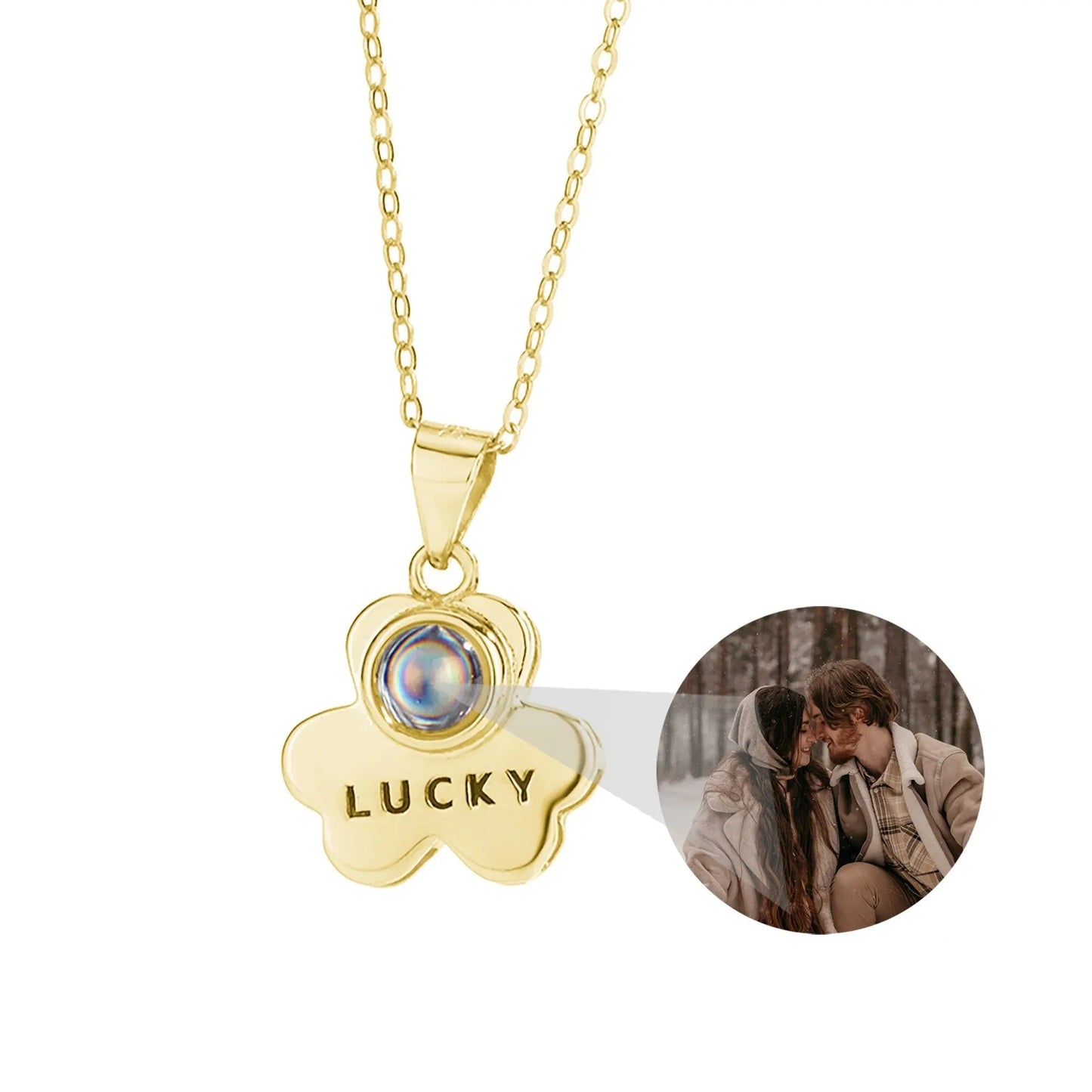 Customizable Photo Bear Projection Necklace Silver Shiny Necklace - Blade & Thread