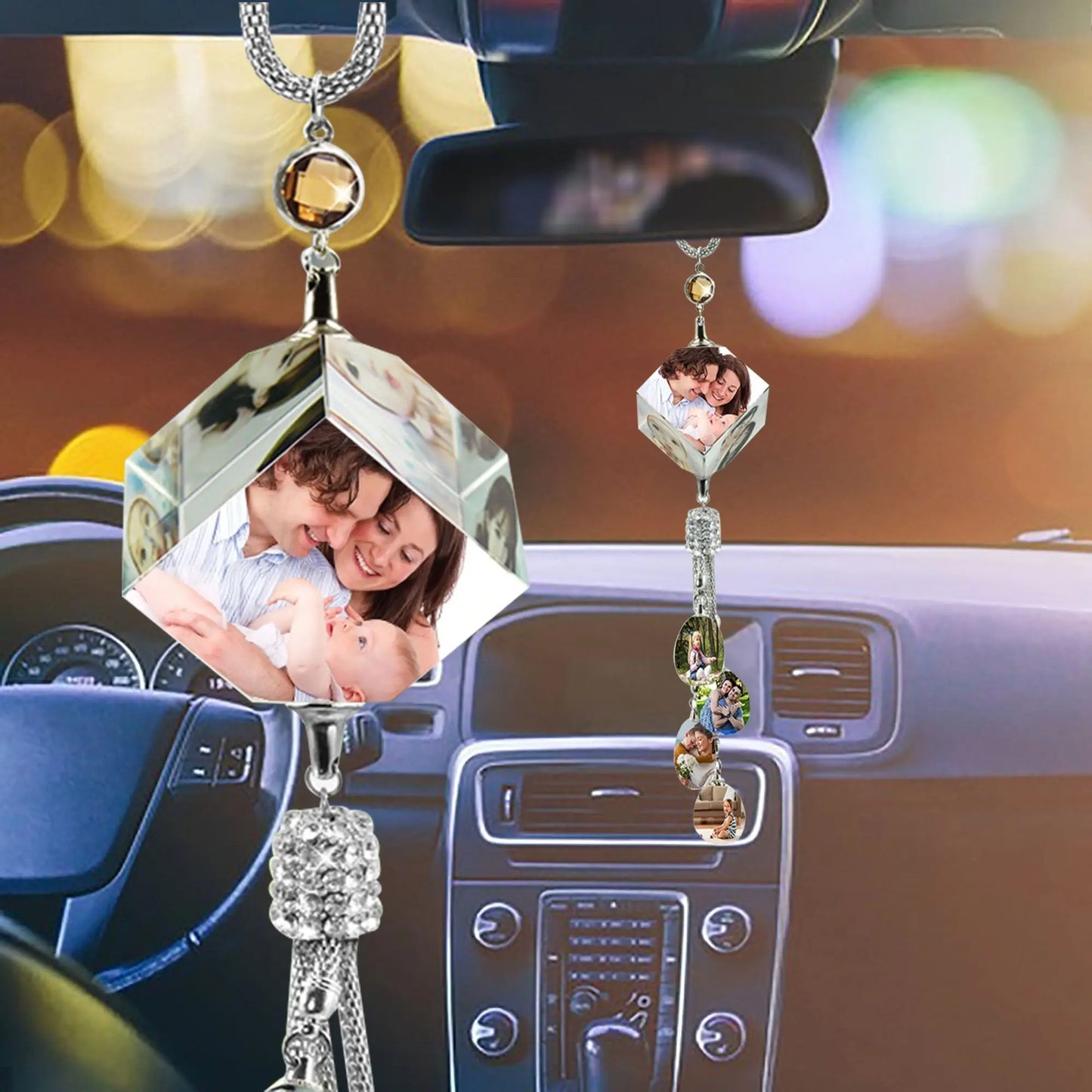 Customizable photo Car Rearview Mirror Pendant Car Interior Modeling Crystal Ball Ornaments - Blade & Thread