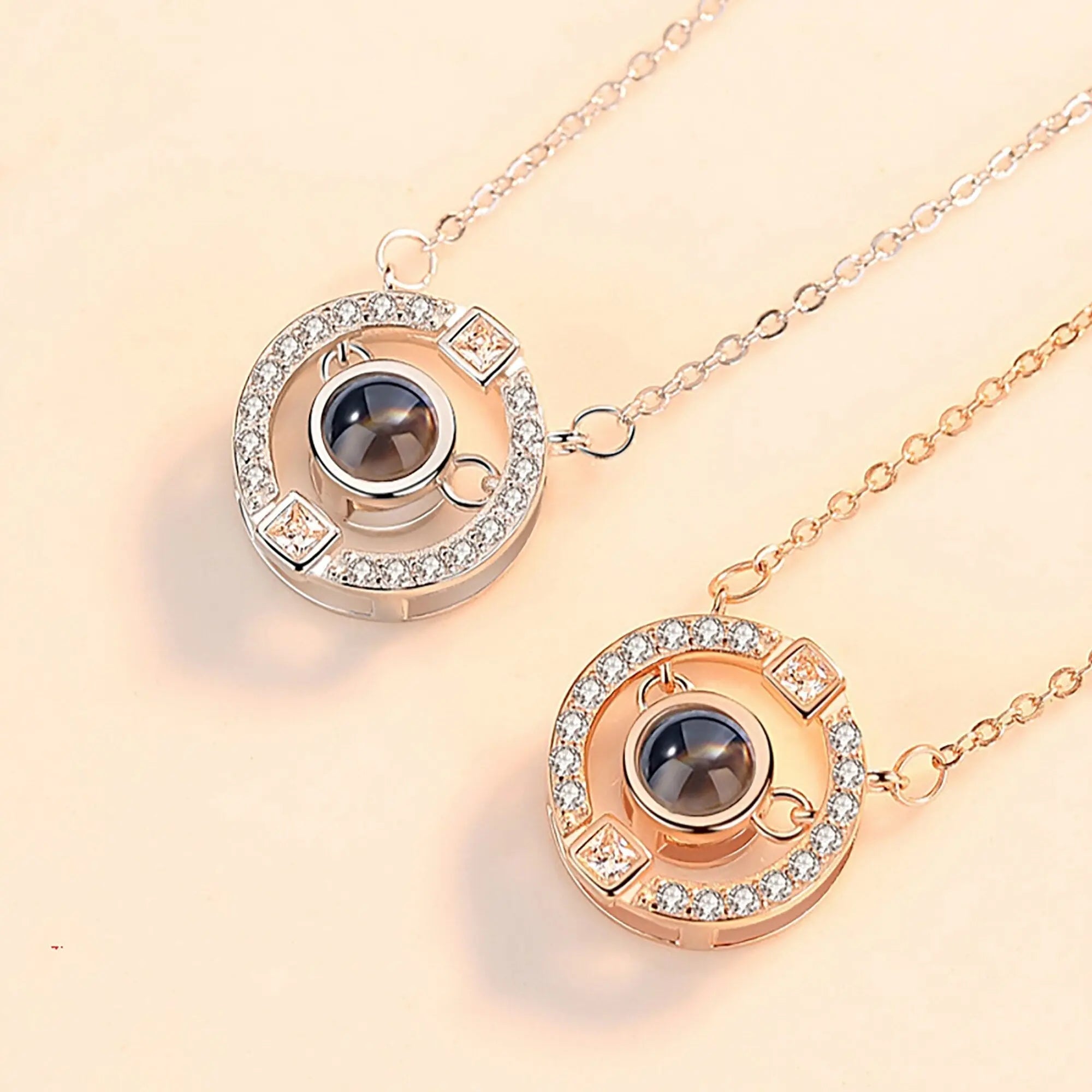 Customizable photo circle Projection Necklace  Creative Pendant is a Commemorative Gift nowadaysfashion