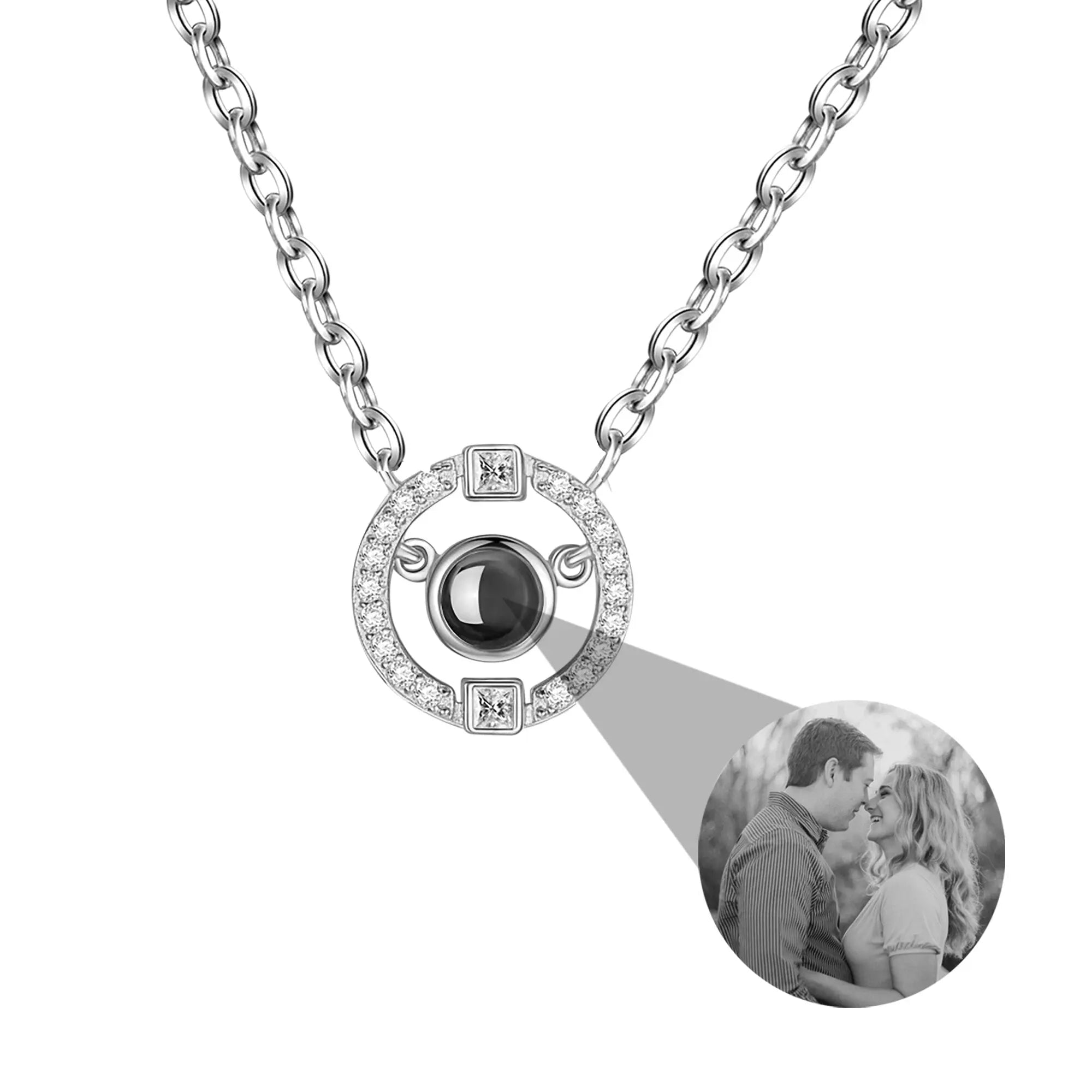 Customizable photo circle Projection Necklace  Creative Pendant is a Commemorative Gift nowadaysfashion