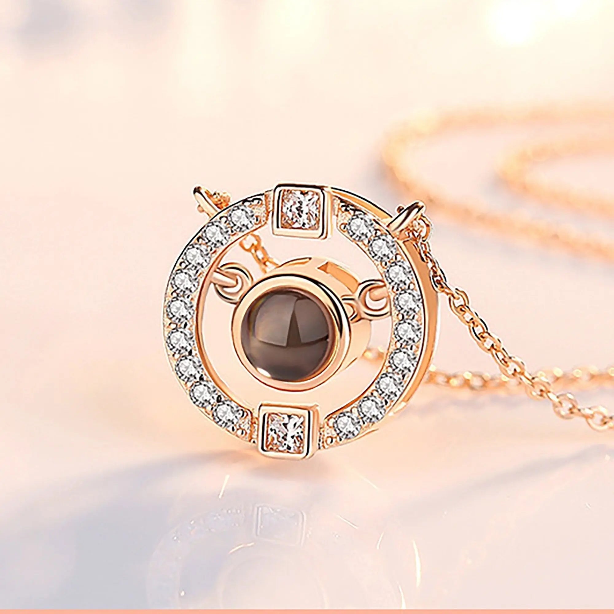 Customizable photo circle Projection Necklace  Creative Pendant is a Commemorative Gift nowadaysfashion
