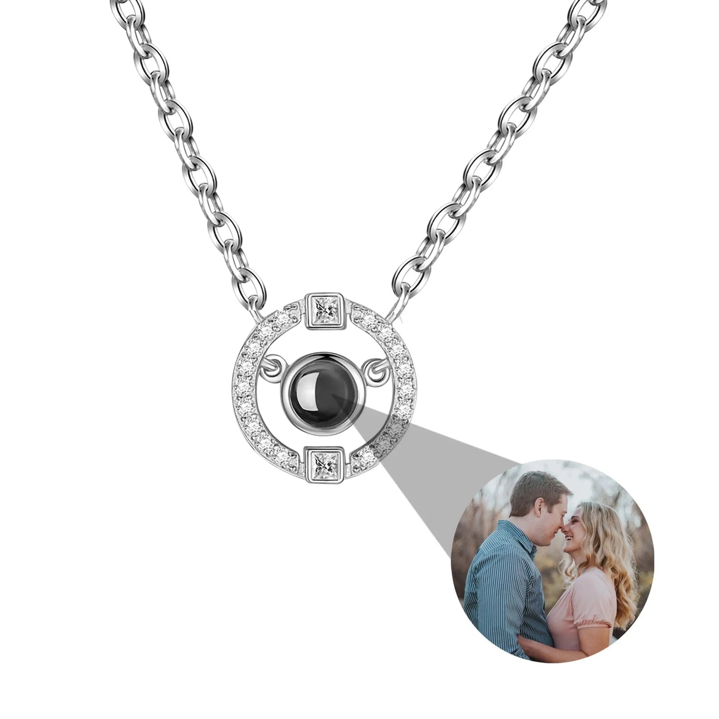 Customizable photo circle Projection Necklace Creative Pendant is a Commemorative Gift - Blade & Thread