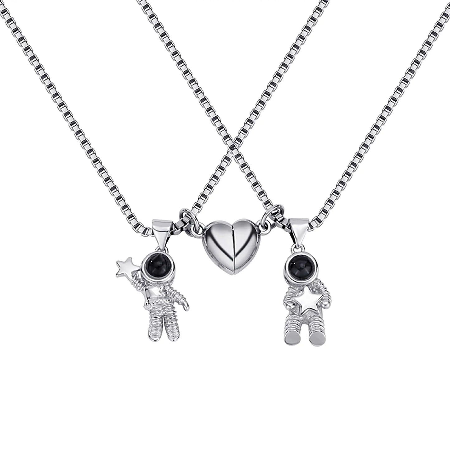Customizable photo Creative Astronaut Pendant Couple Projection Necklace - Blade & Thread