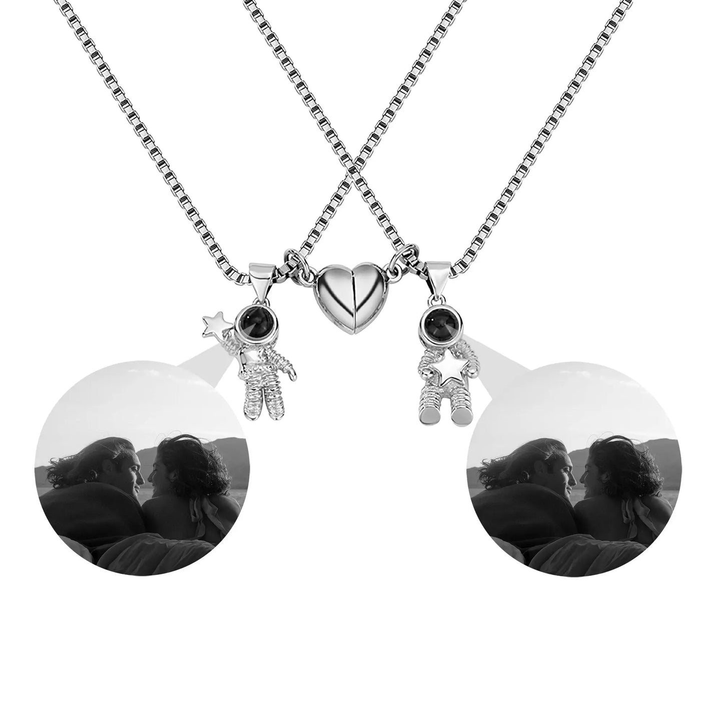 Customizable photo Creative Astronaut Pendant Couple Projection Necklace - Blade & Thread