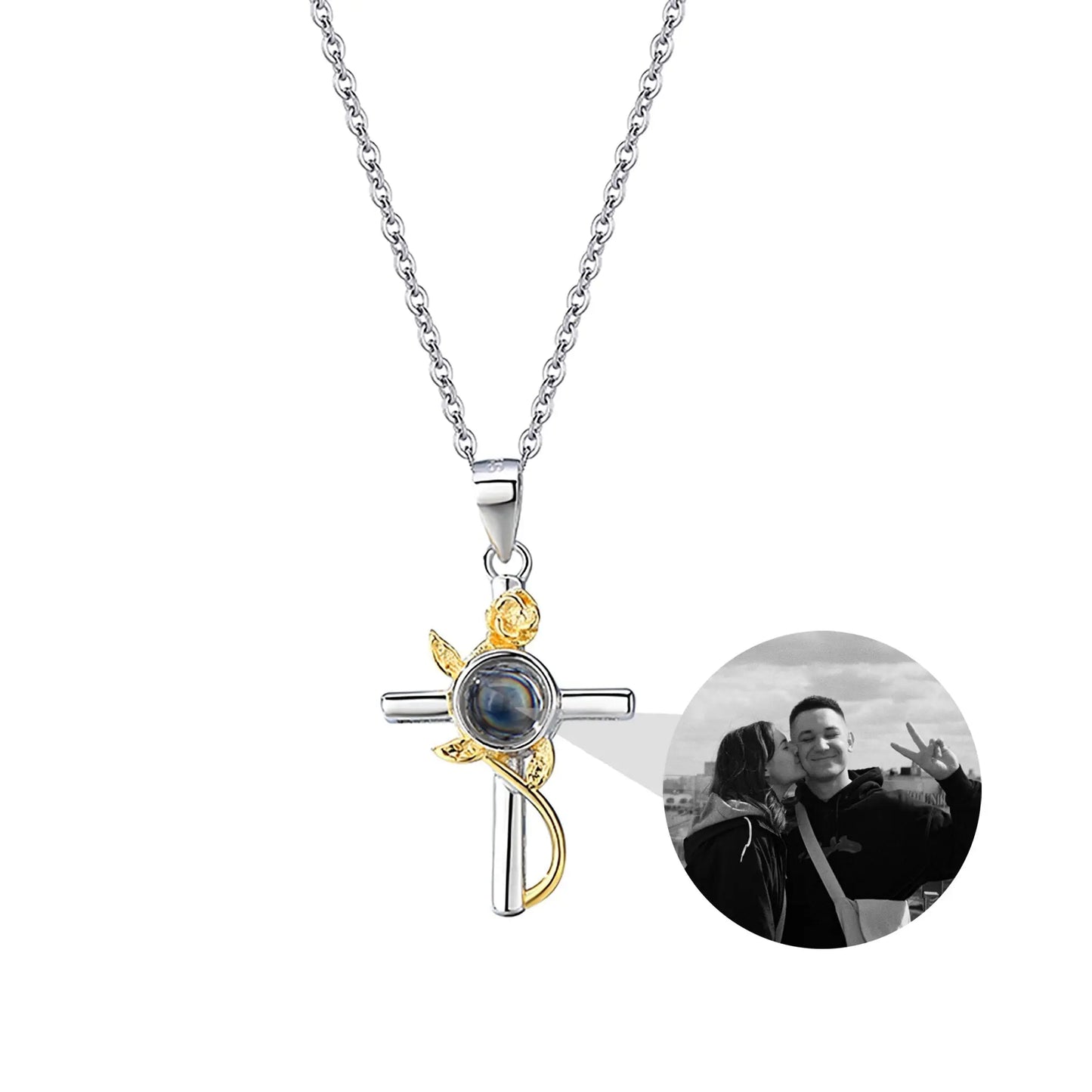 Customizable Photo Cross Projection Necklace Pendant Jewelry - Blade & Thread