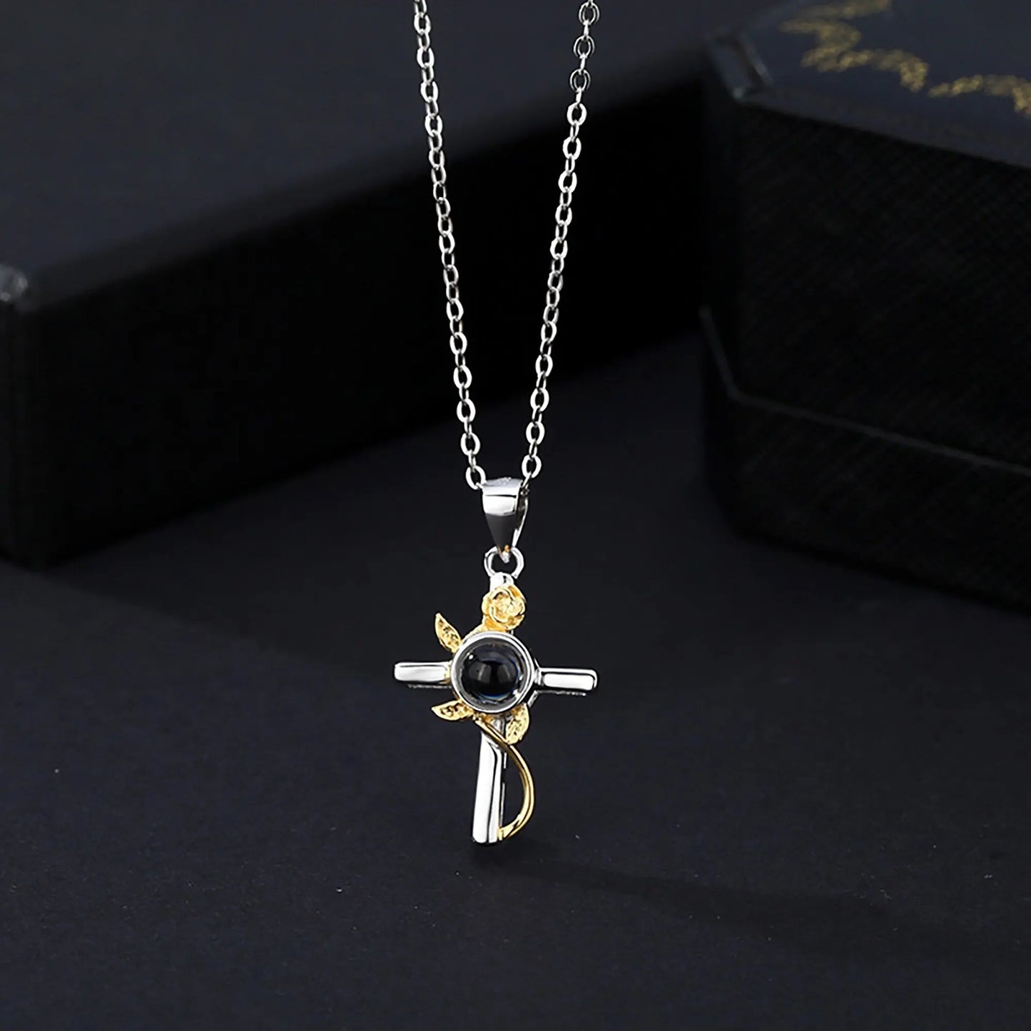 Customizable Photo Cross Projection Necklace Pendant Jewelry - Blade & Thread