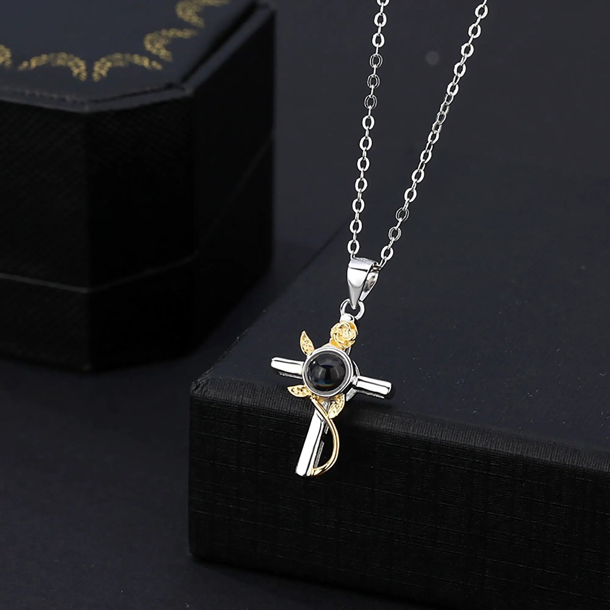 Customizable Photo Cross Projection Necklace Pendant Jewelry - Blade & Thread