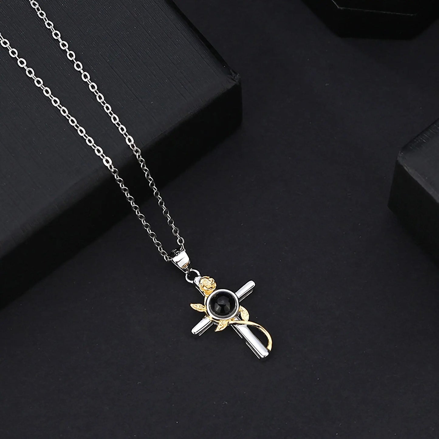 Customizable Photo Cross Projection Necklace Pendant Jewelry - Blade & Thread