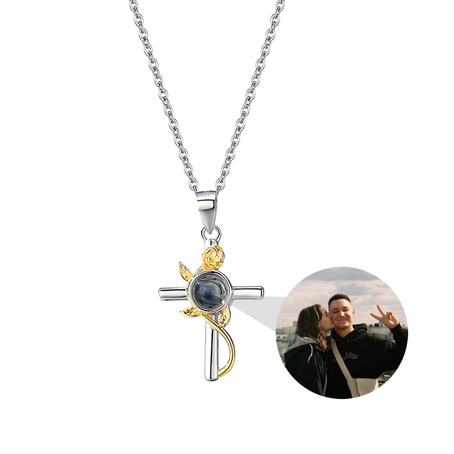 Customizable Photo Cross Projection Necklace Pendant Jewelry - Blade & Thread
