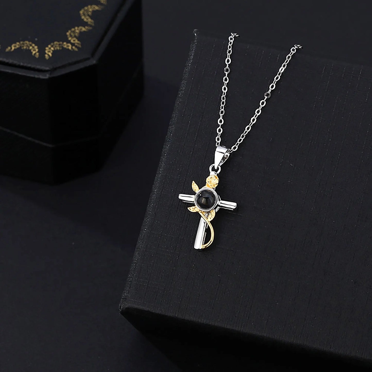 Customizable Photo Cross Projection Necklace Pendant Jewelry - Blade & Thread