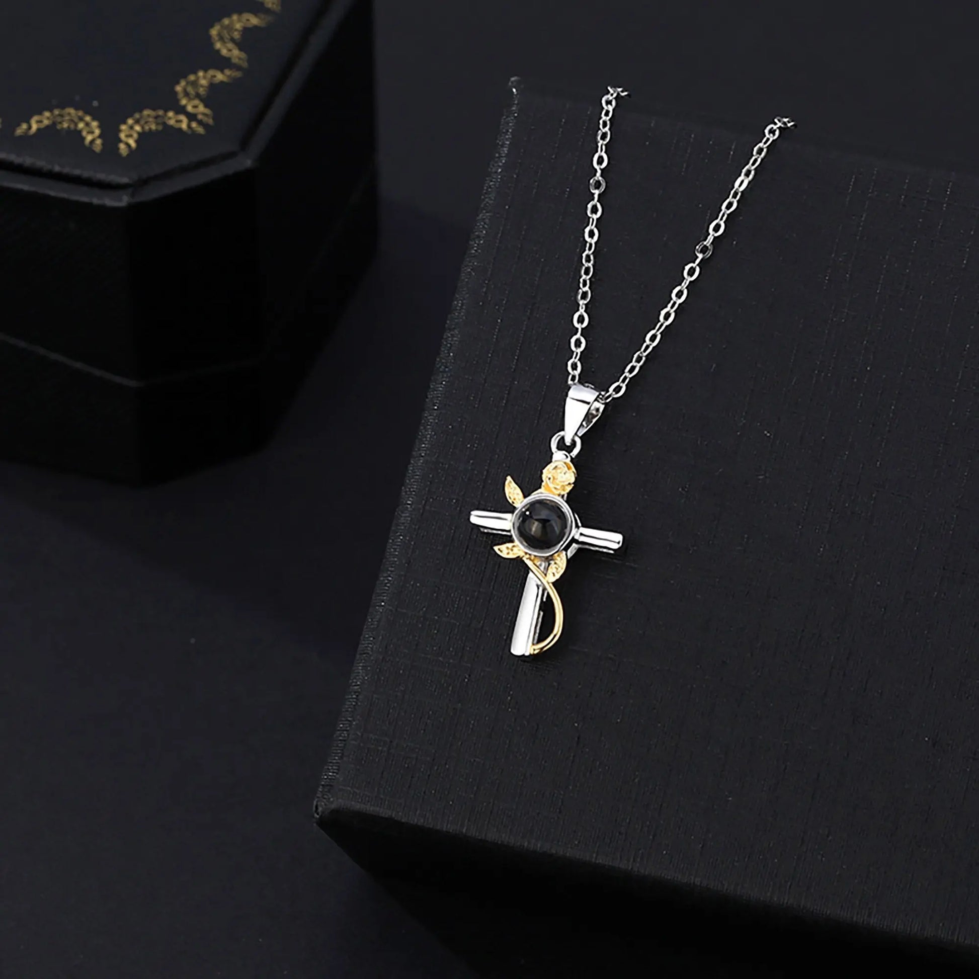 Customizable Photo Cross Projection Necklace Pendant Jewelry - Blade & Thread