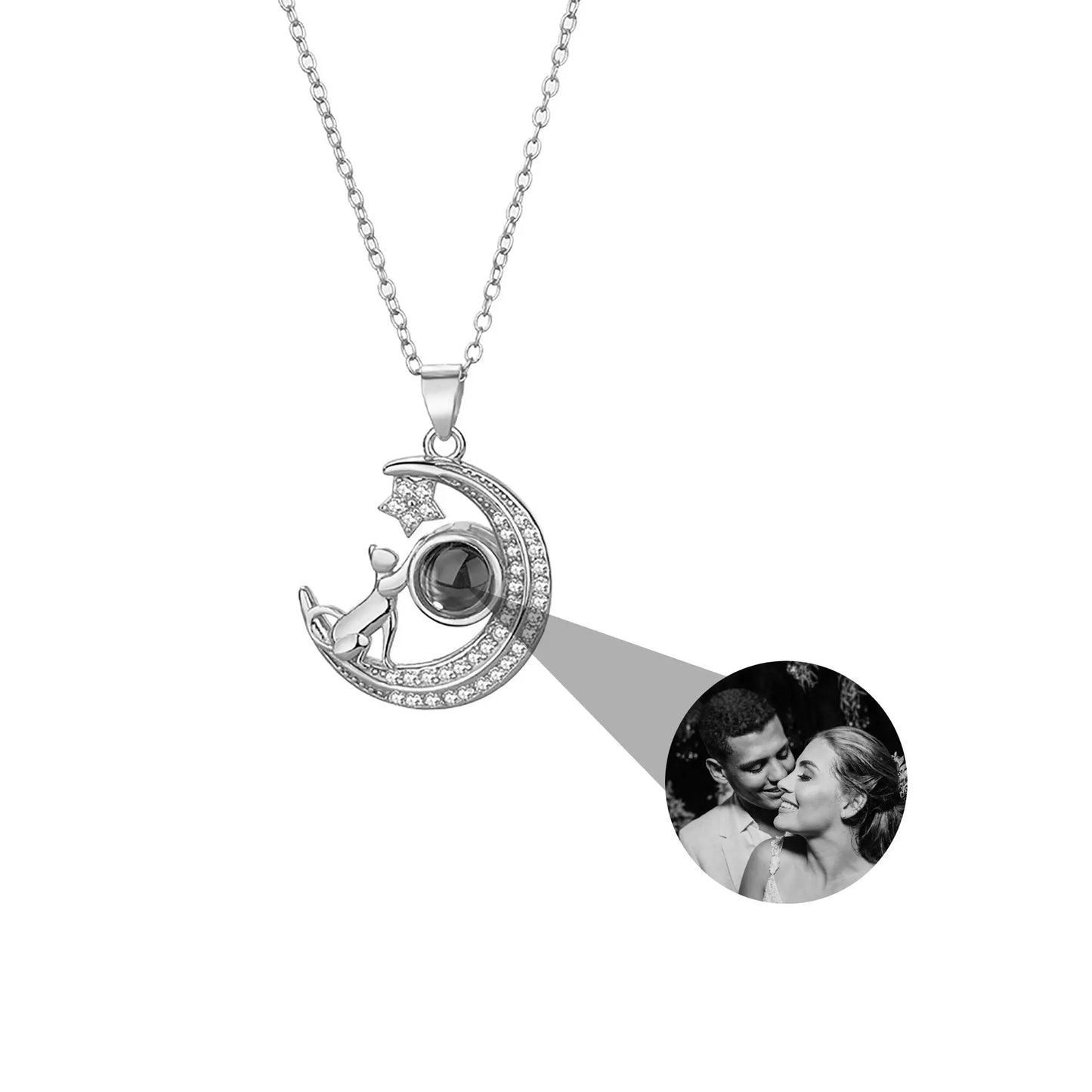Customizable photo Cute moon necklace Projection Necklace - Blade & Thread