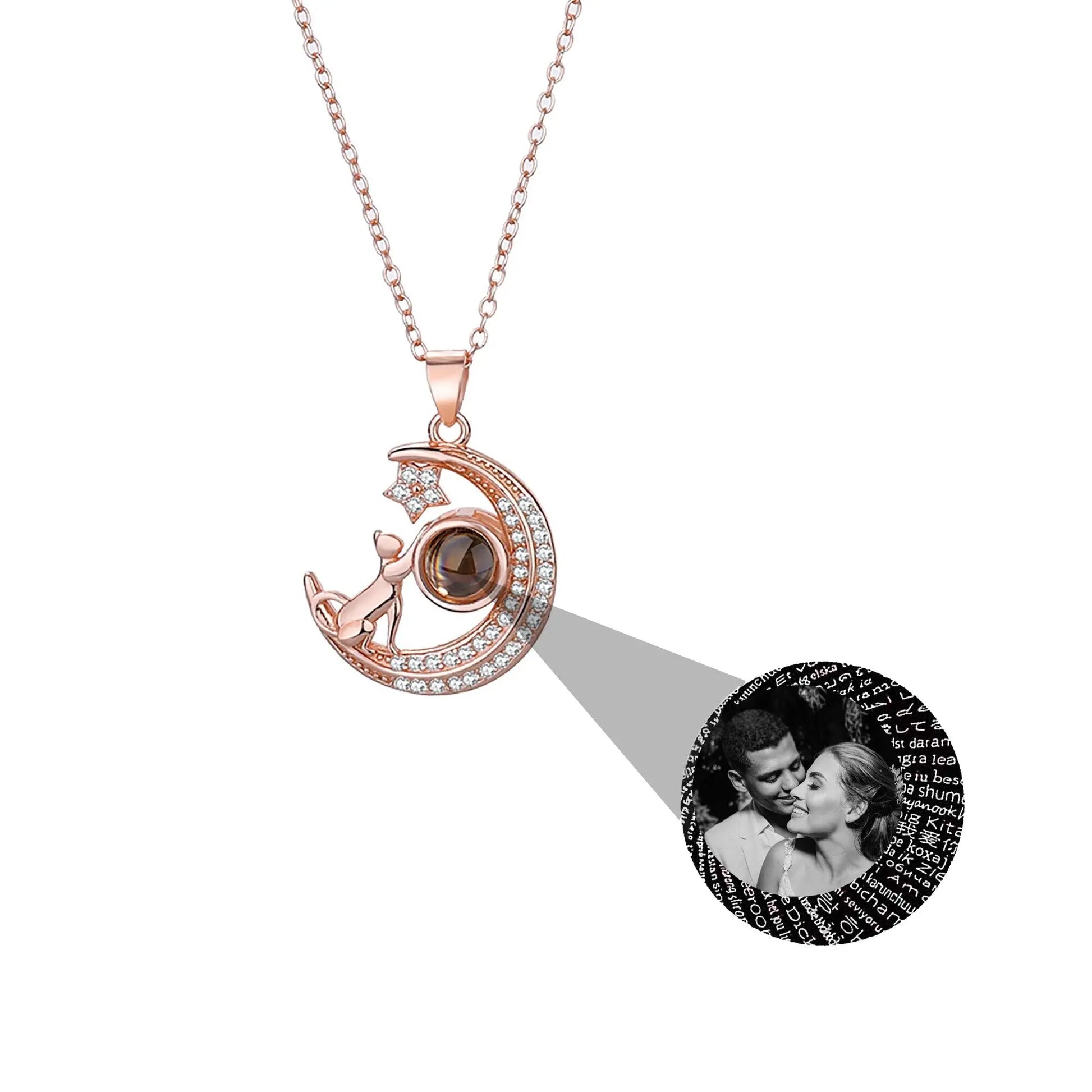 Customizable photo Cute moon necklace Projection Necklace - Blade & Thread