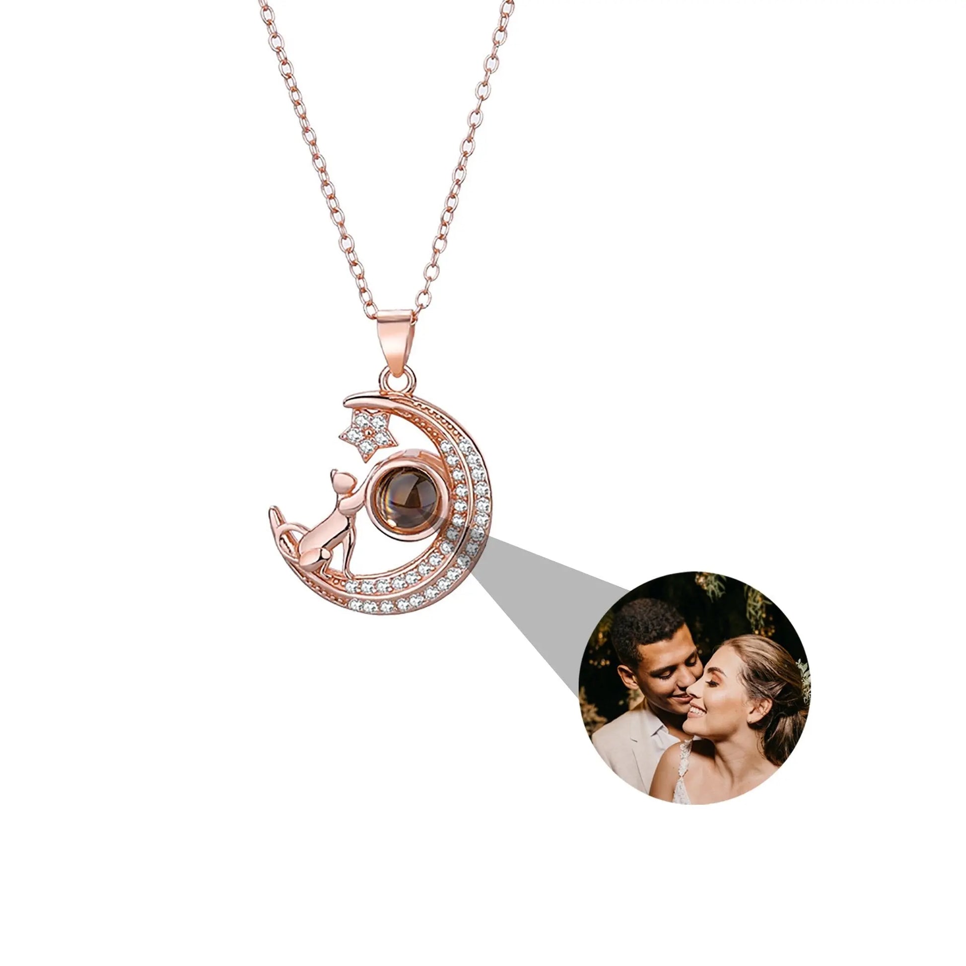 Customizable photo Cute moon necklace Projection Necklace - Blade & Thread