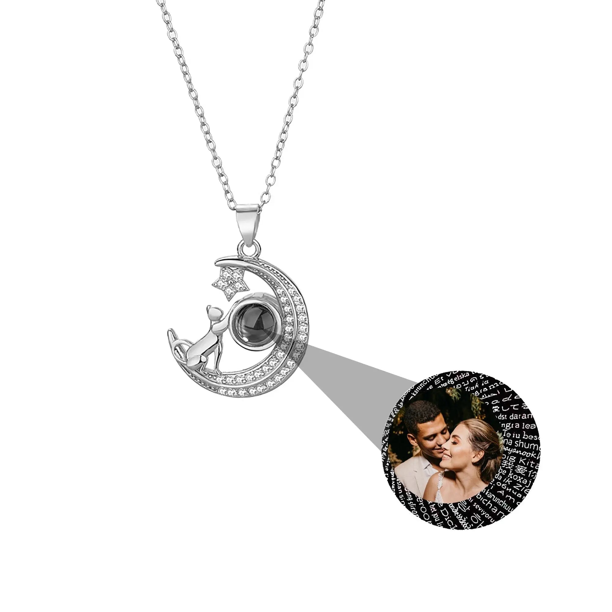 Customizable photo Cute moon necklace Projection Necklace nowadaysfashion