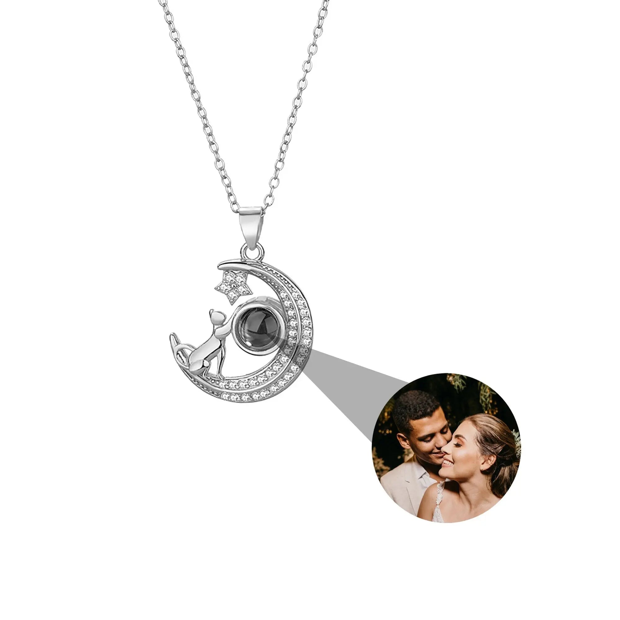 Customizable photo Cute moon necklace Projection Necklace nowadaysfashion