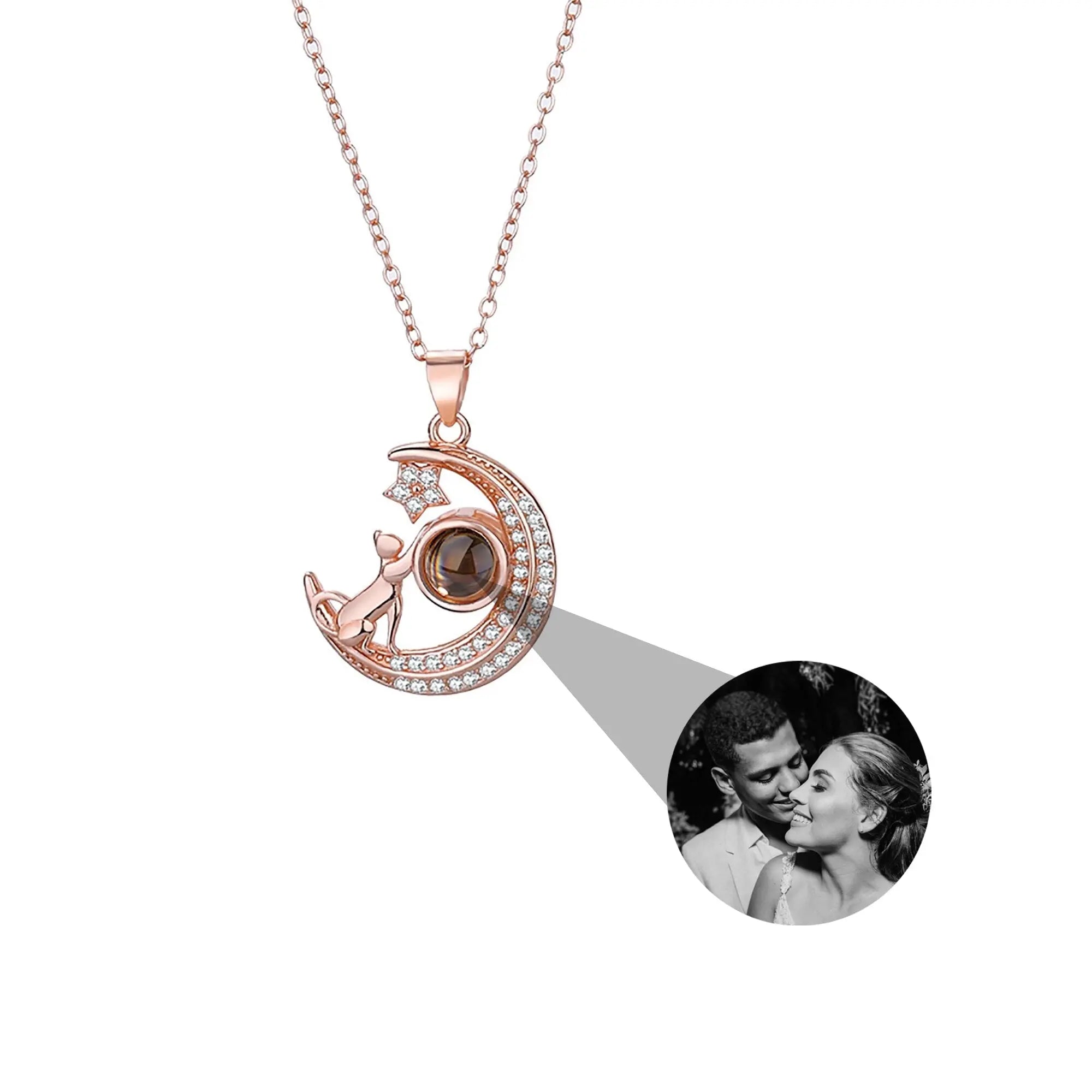 Customizable photo Cute moon necklace Projection Necklace nowadaysfashion