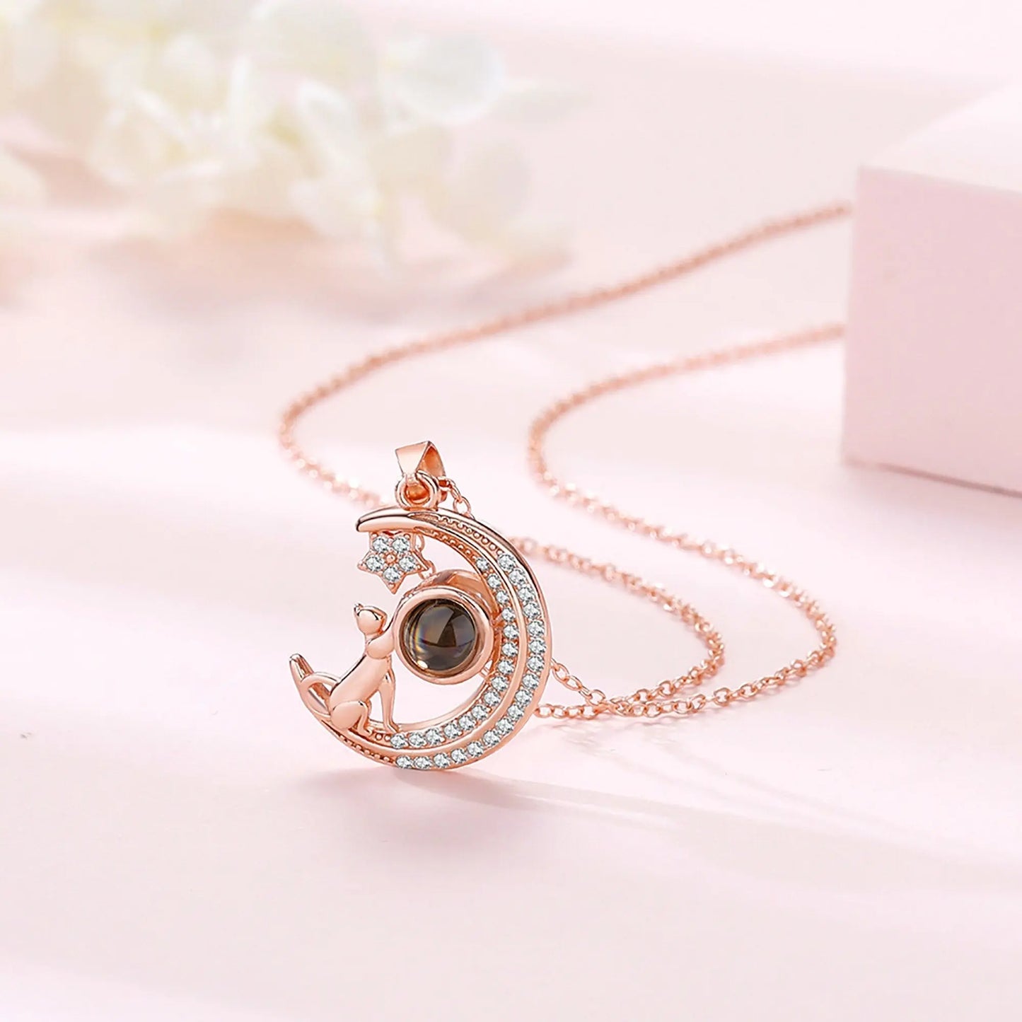 Customizable photo Cute moon necklace Projection Necklace - Blade & Thread