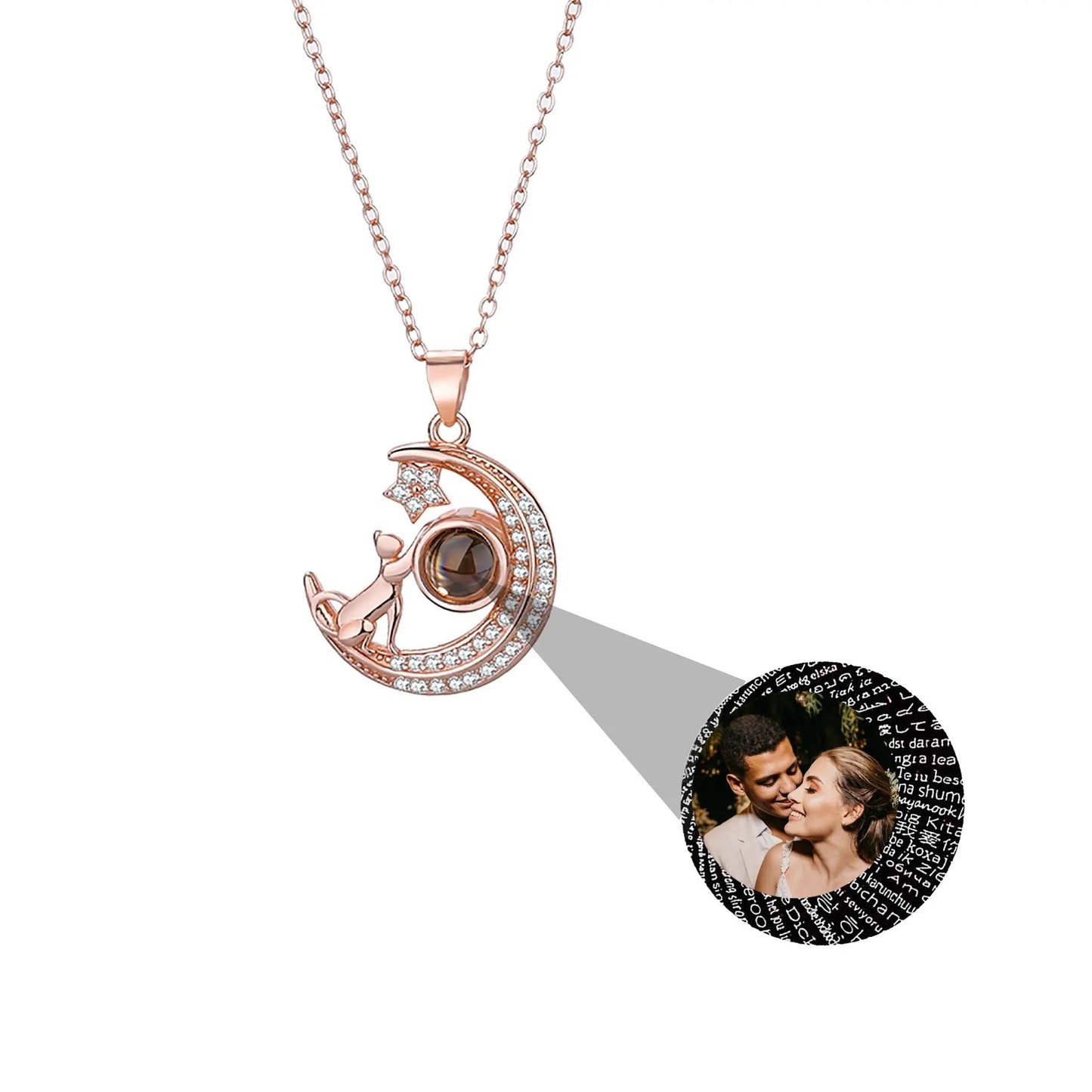 Customizable photo Cute moon necklace Projection Necklace - Blade & Thread