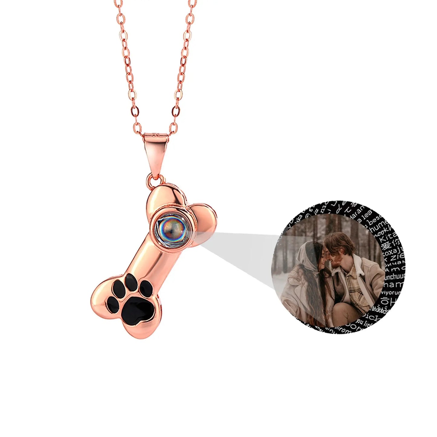 Customizable Photo Dog Bone Necklace Silver Shiny Dog Bone Chain Necklace - Blade & Thread