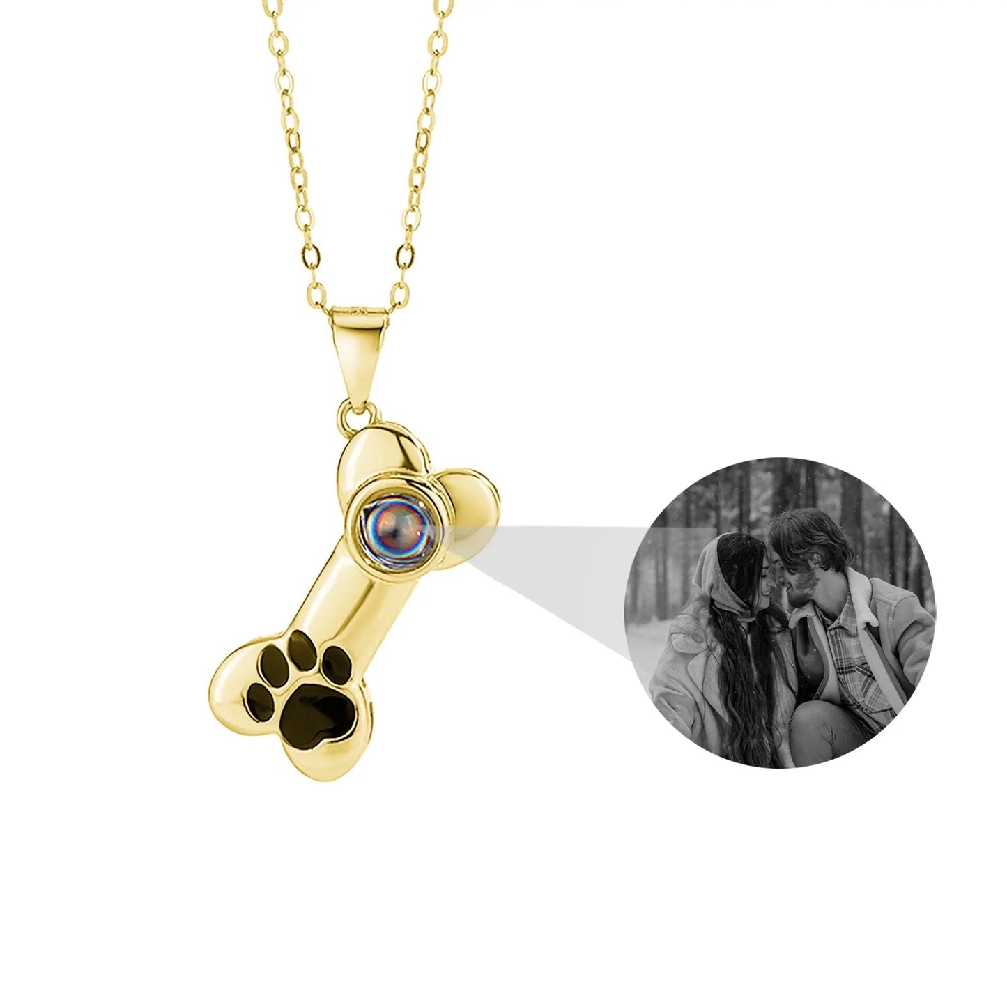 Customizable Photo Dog Bone Necklace Silver Shiny Dog Bone Chain Necklace - Blade & Thread