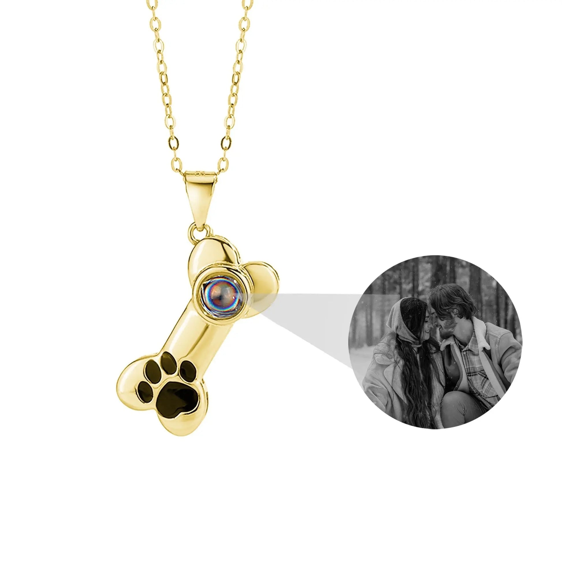 Customizable Photo Dog Bone Necklace Silver Shiny Dog Bone Chain Necklace - Blade & Thread