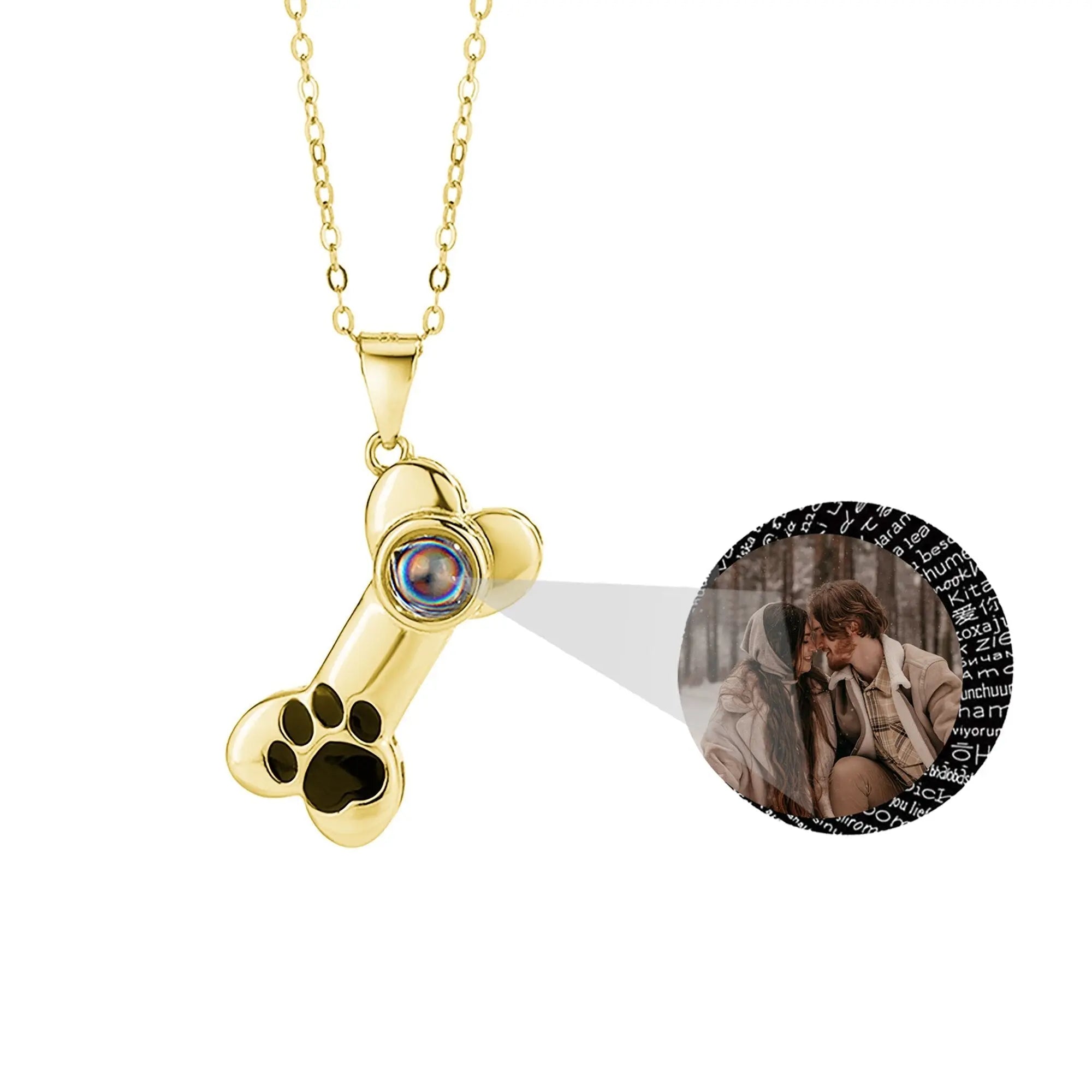 Customizable Photo Dog Bone Necklace Silver Shiny Dog Bone Chain Necklace nowadaysfashion