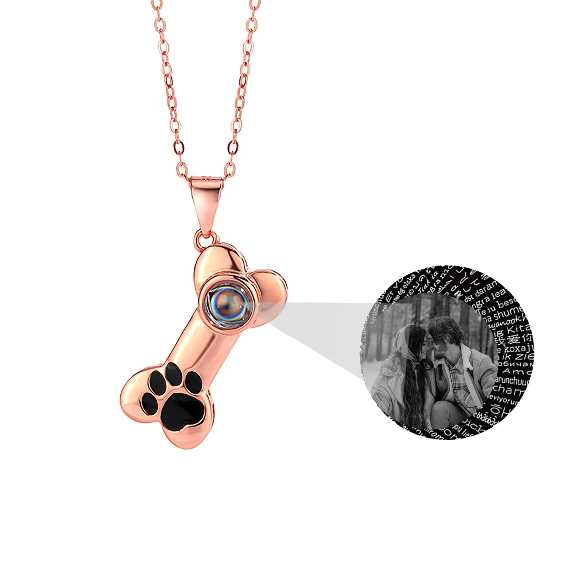 Customizable Photo Dog Bone Necklace Silver Shiny Dog Bone Chain Necklace nowadaysfashion