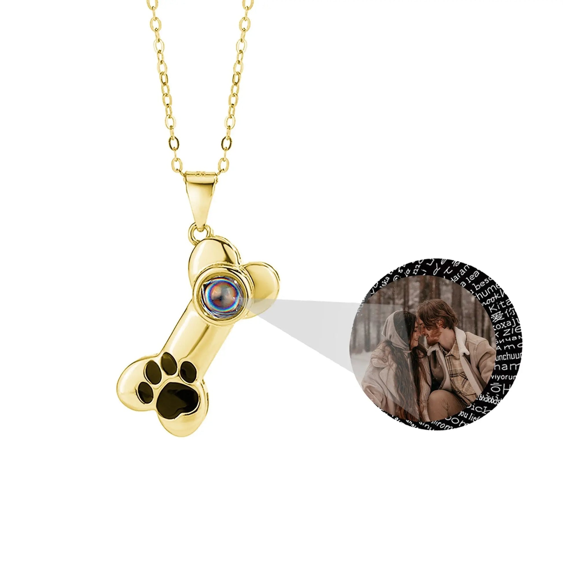 Customizable Photo Dog Bone Necklace Silver Shiny Dog Bone Chain Necklace - Blade & Thread