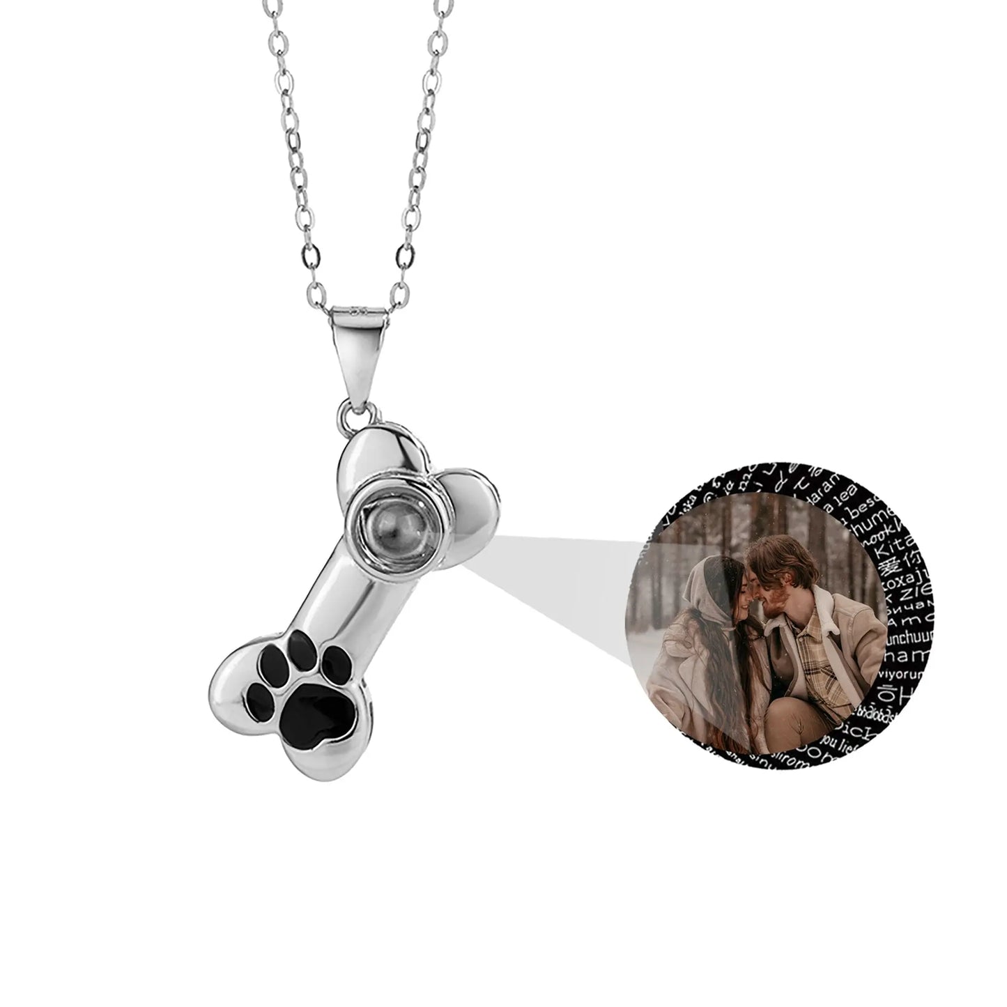 Customizable Photo Dog Bone Necklace Silver Shiny Dog Bone Chain Necklace - Blade & Thread