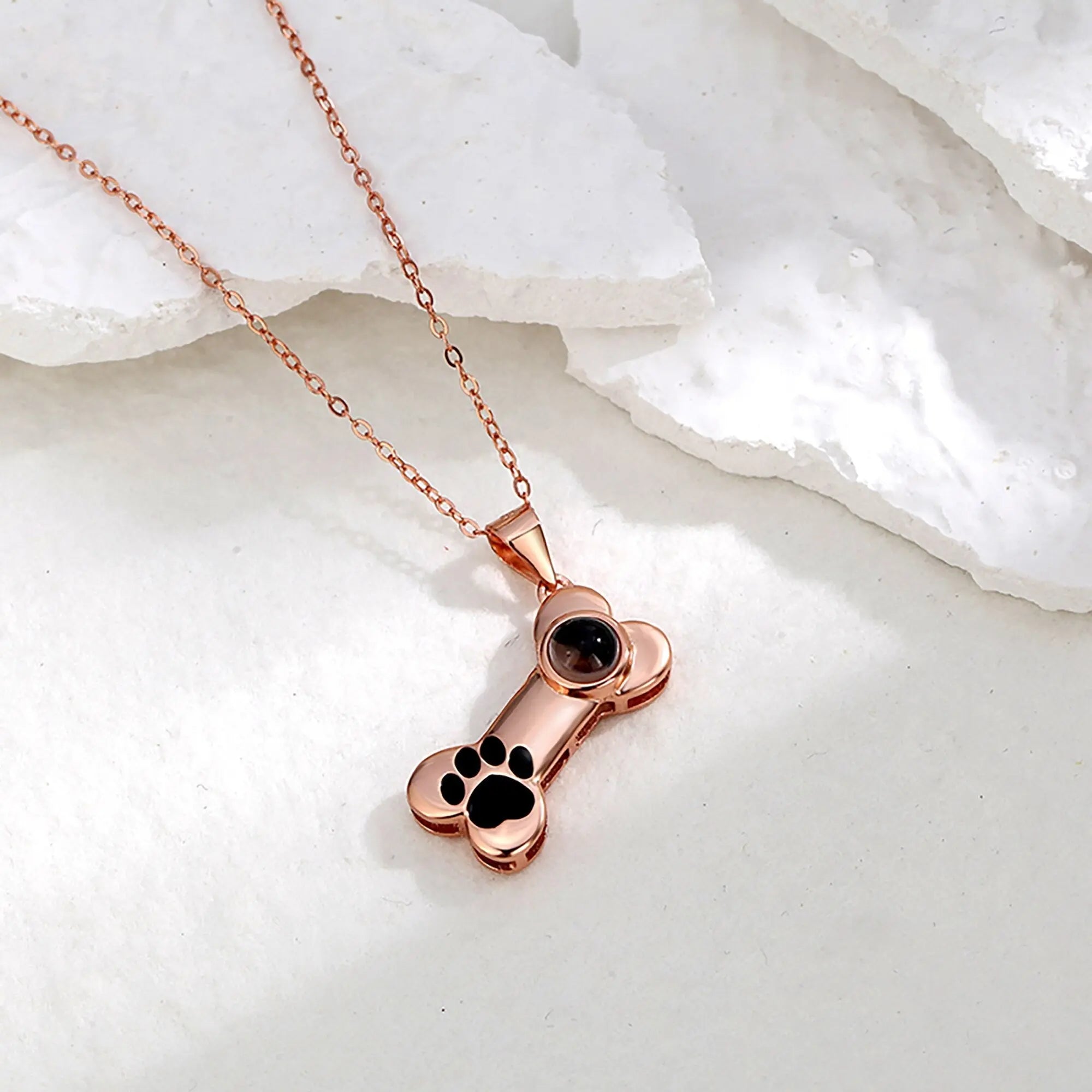 Customizable Photo Dog Bone Necklace Silver Shiny Dog Bone Chain Necklace nowadaysfashion