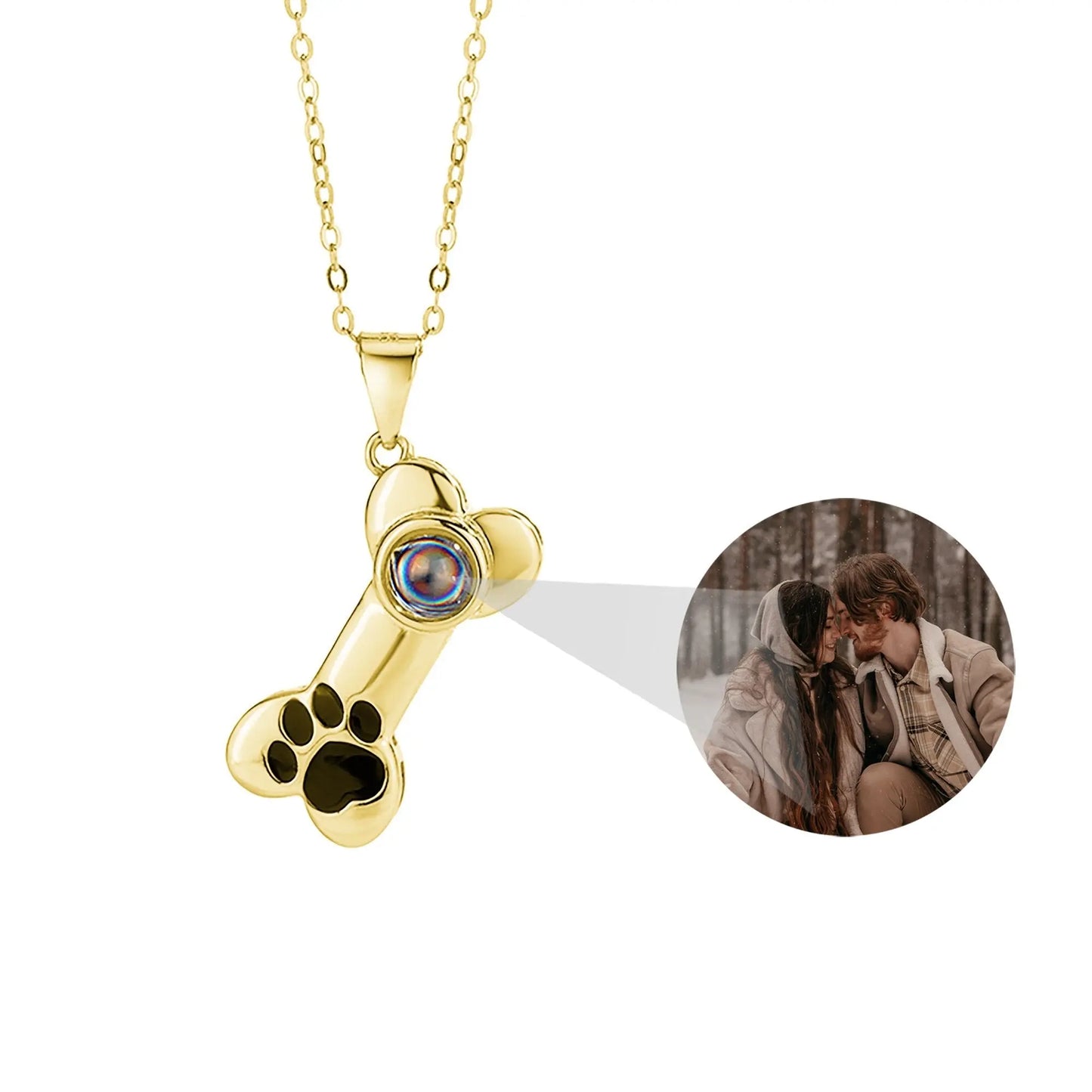 Customizable Photo Dog Bone Necklace Silver Shiny Dog Bone Chain Necklace - Blade & Thread