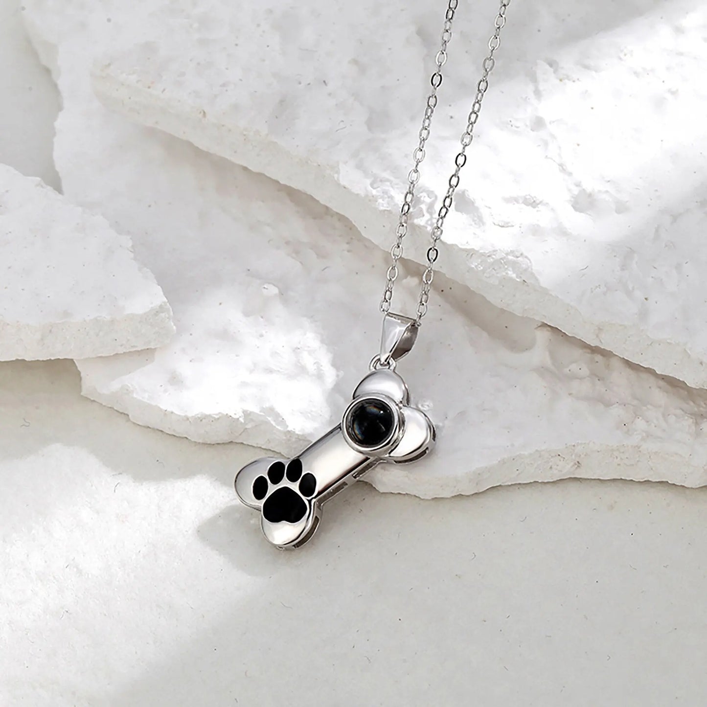 Customizable Photo Dog Bone Necklace Silver Shiny Dog Bone Chain Necklace - Blade & Thread