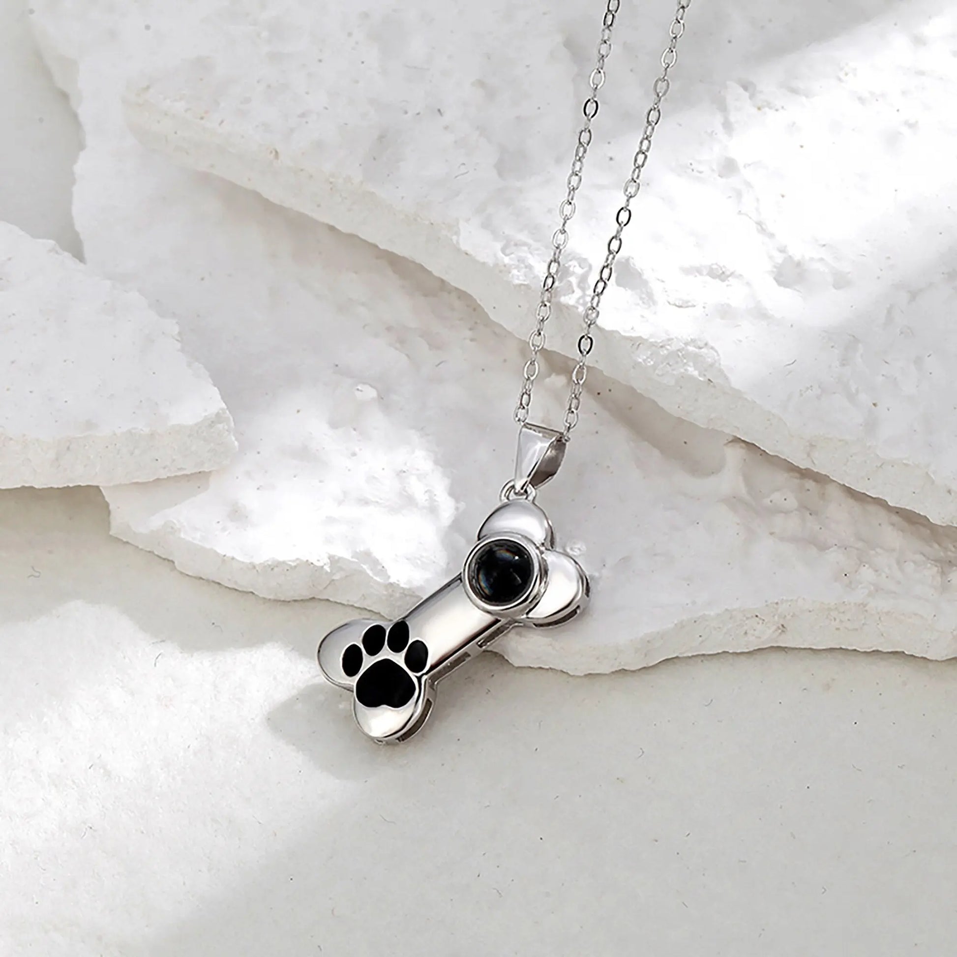 Customizable Photo Dog Bone Necklace Silver Shiny Dog Bone Chain Necklace - Blade & Thread