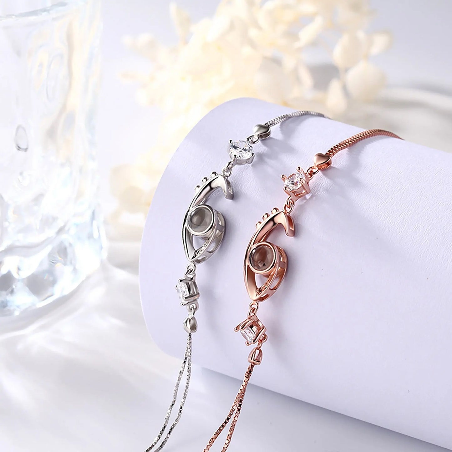 Customizable Photo EyesCircle Projection Bracelets Personalized Couple Memorial Jewelr - Blade & Thread