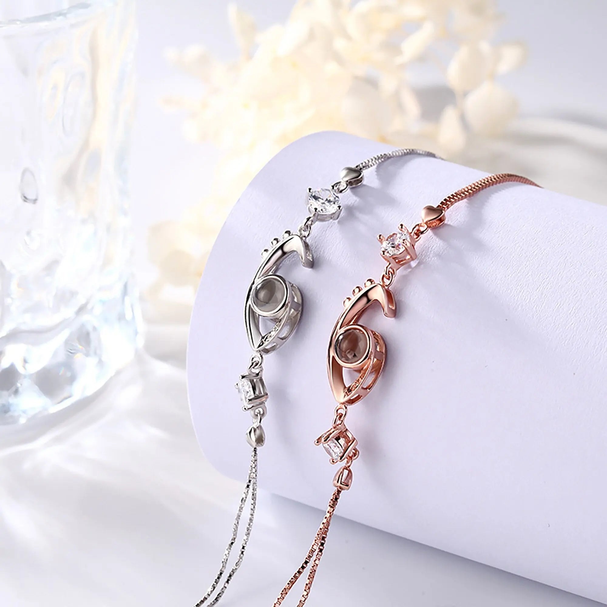 Customizable Photo EyesCircle Projection Bracelets Personalized  Couple Memorial Jewelr nowadaysfashion
