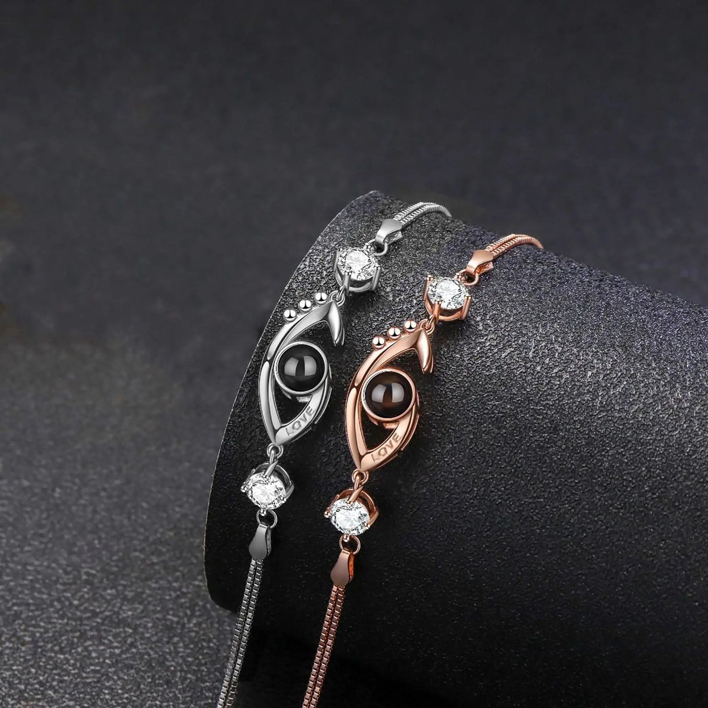 Customizable Photo EyesCircle Projection Bracelets Personalized Couple Memorial Jewelr - Blade & Thread