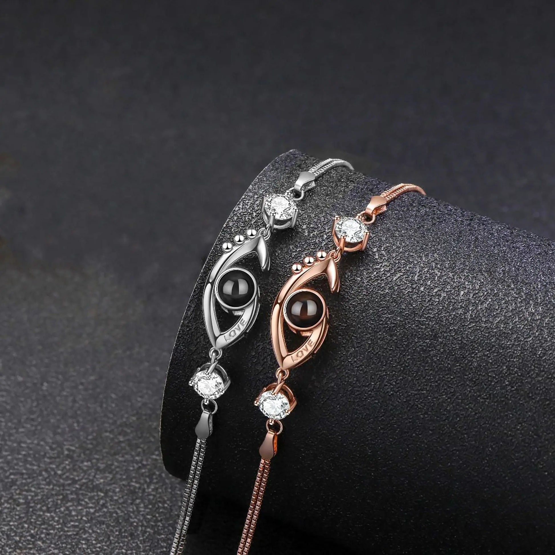 Customizable Photo EyesCircle Projection Bracelets Personalized Couple Memorial Jewelr - Blade & Thread
